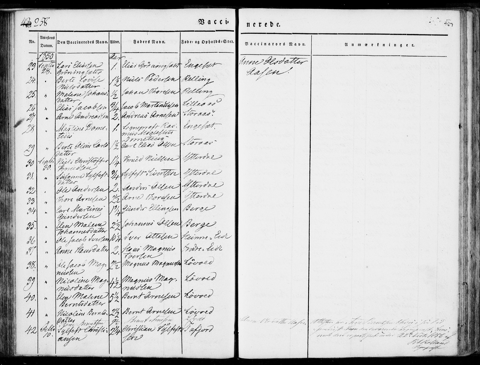 Ministerialprotokoller, klokkerbøker og fødselsregistre - Møre og Romsdal, AV/SAT-A-1454/519/L0248: Parish register (official) no. 519A07, 1829-1860, p. 258