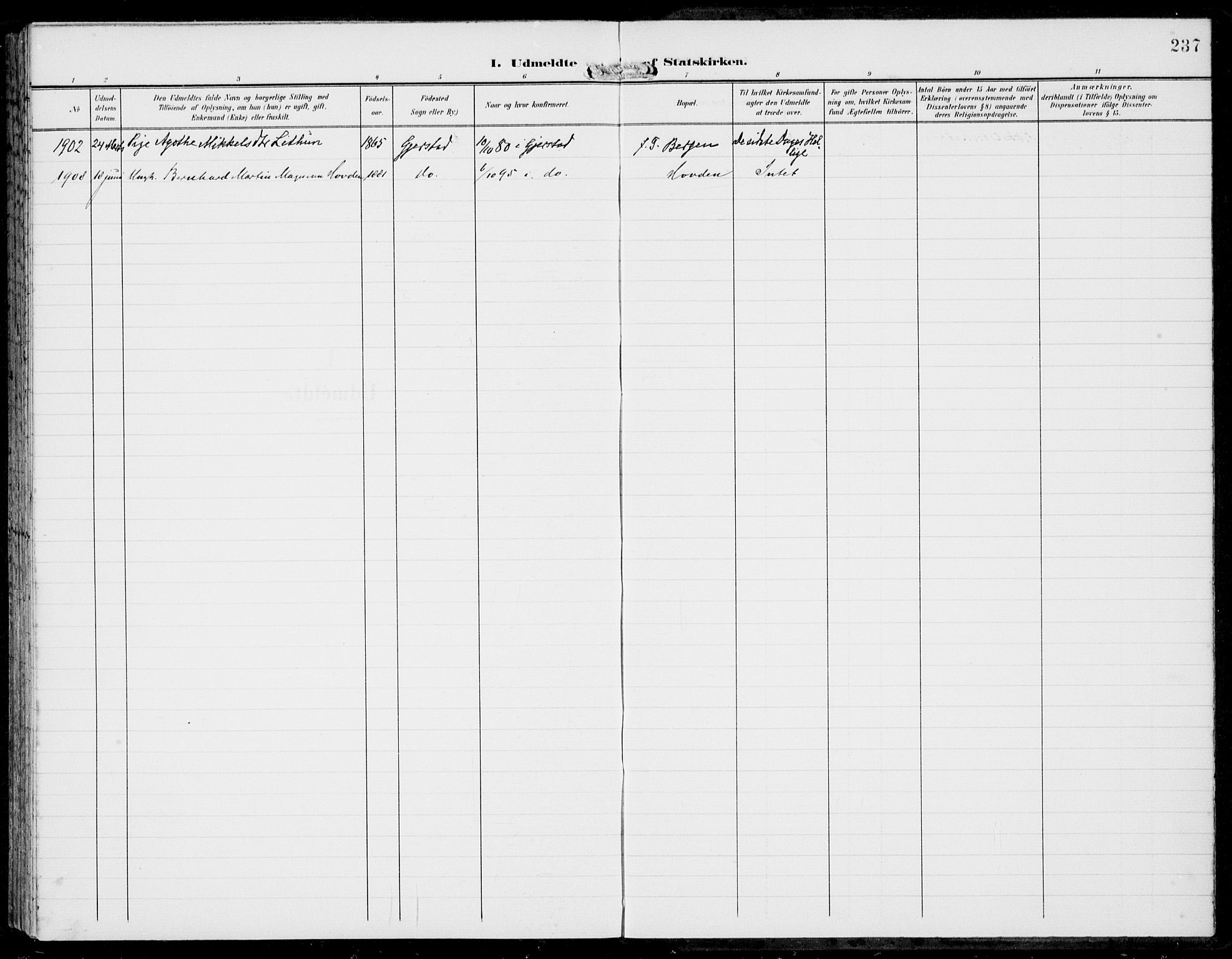 Haus sokneprestembete, AV/SAB-A-75601/H/Haa: Parish register (official) no. C  2, 1900-1915, p. 237