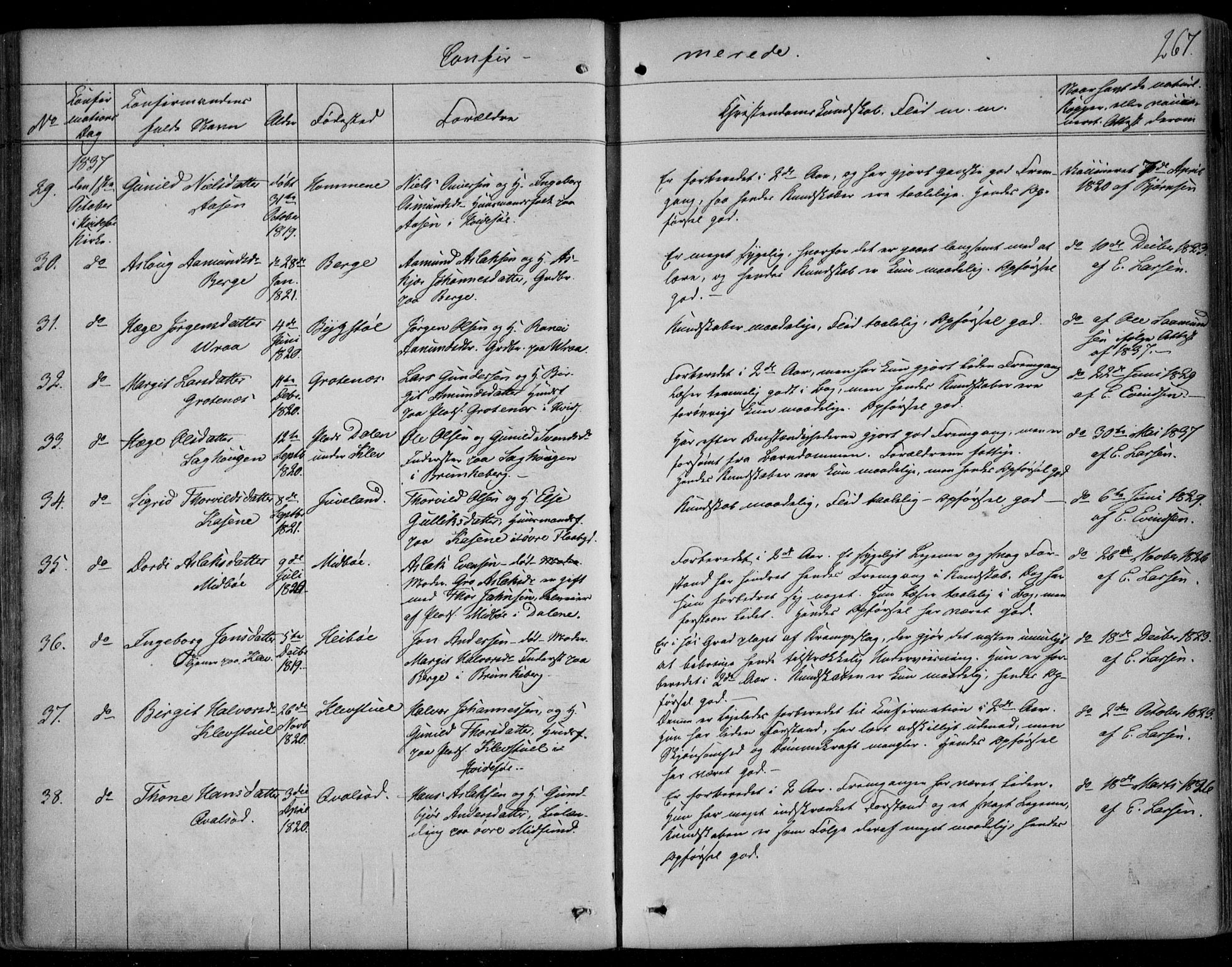 Kviteseid kirkebøker, SAKO/A-276/F/Fa/L0006: Parish register (official) no. I 6, 1836-1858, p. 267