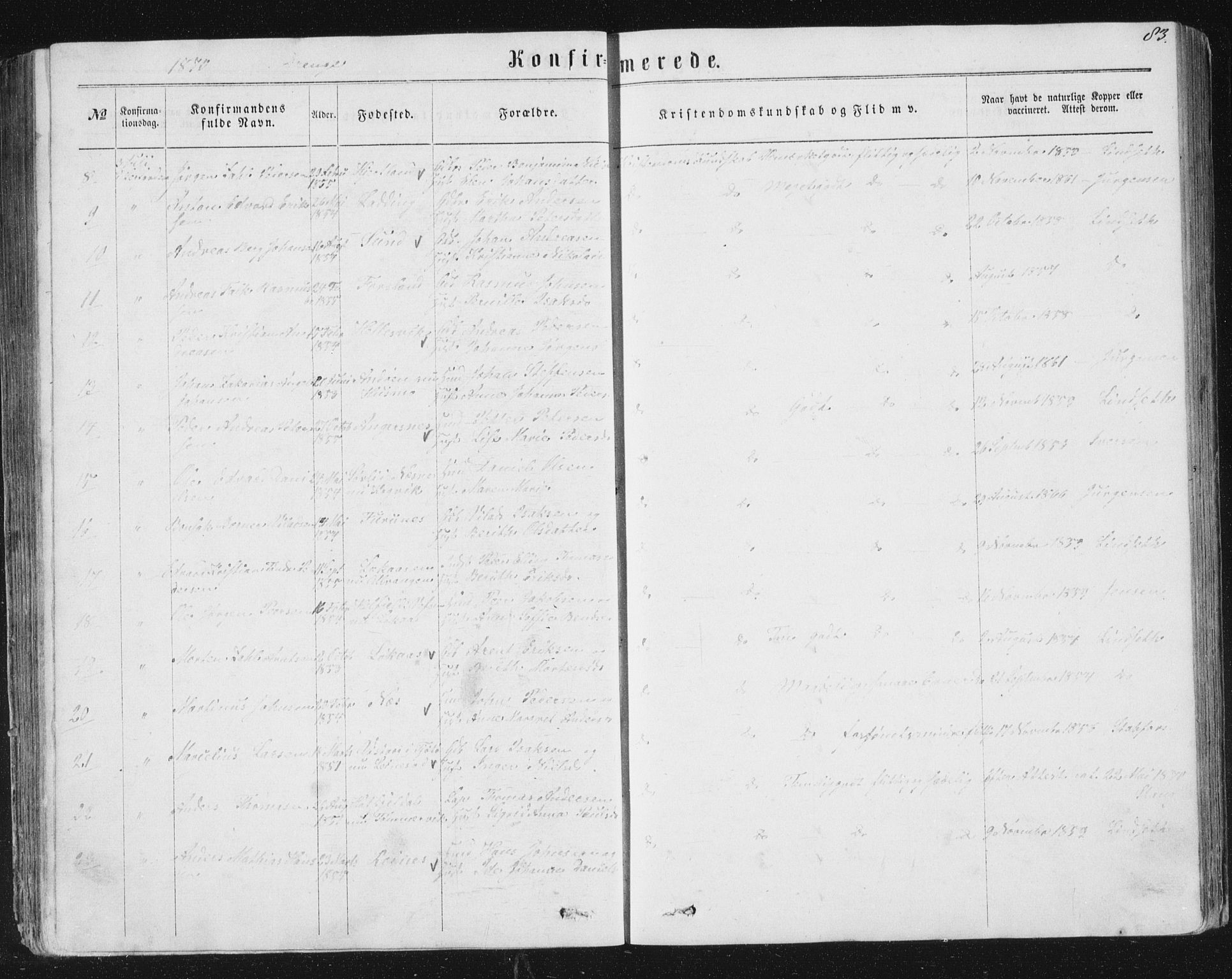 Ministerialprotokoller, klokkerbøker og fødselsregistre - Nordland, AV/SAT-A-1459/831/L0476: Parish register (copy) no. 831C03, 1866-1877, p. 83