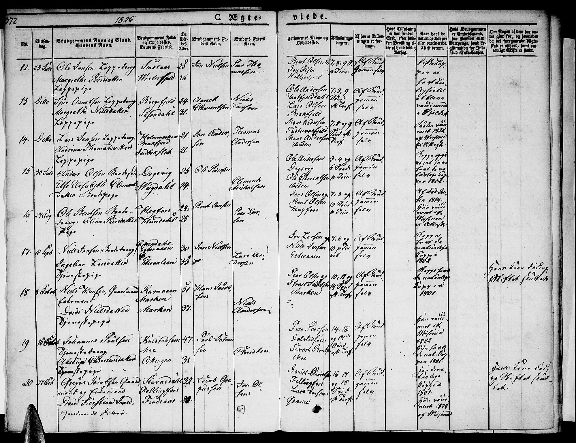 Ministerialprotokoller, klokkerbøker og fødselsregistre - Nordland, SAT/A-1459/820/L0290: Parish register (official) no. 820A11, 1826-1845, p. 372