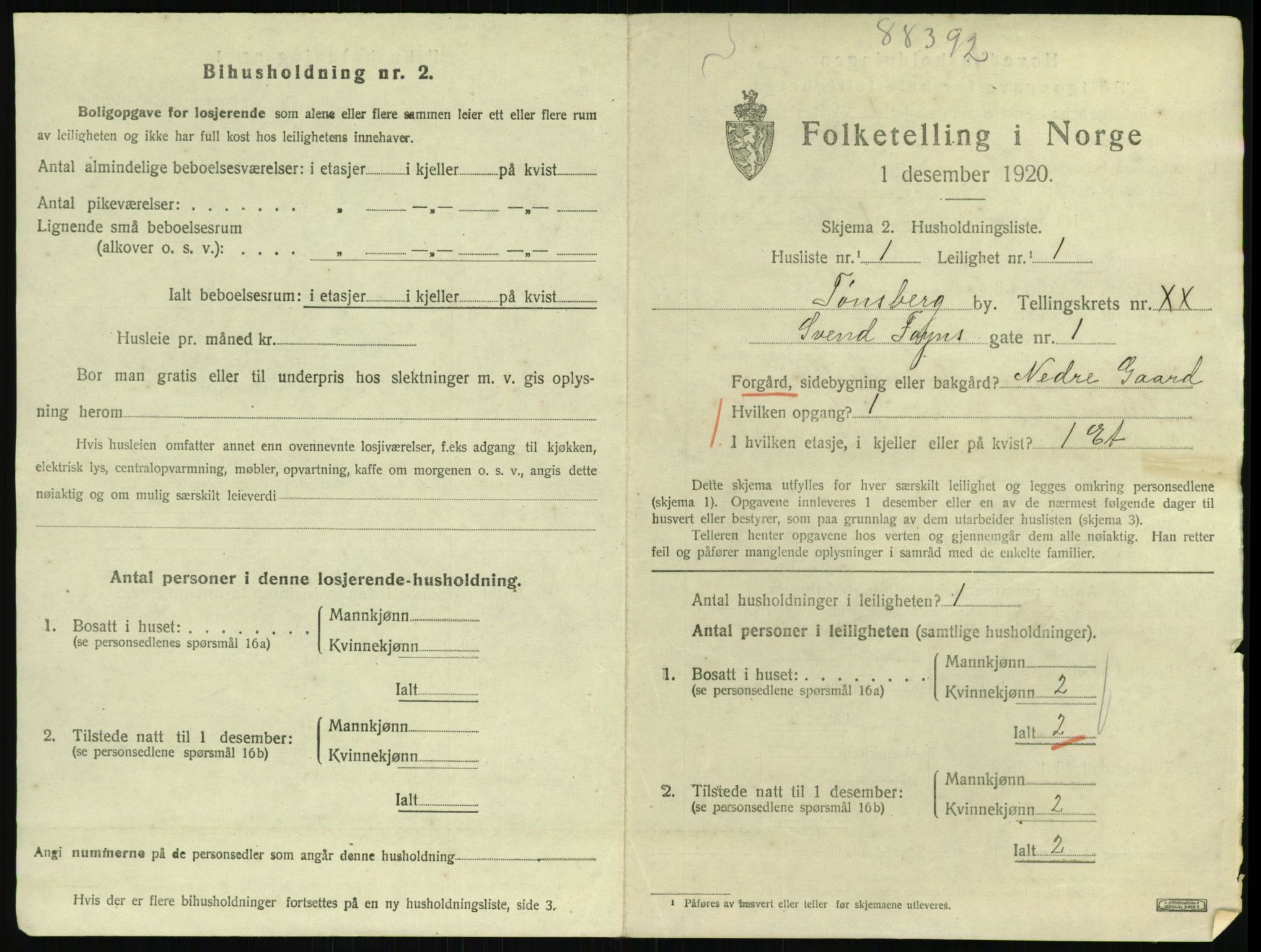 SAKO, 1920 census for Tønsberg, 1920, p. 7335