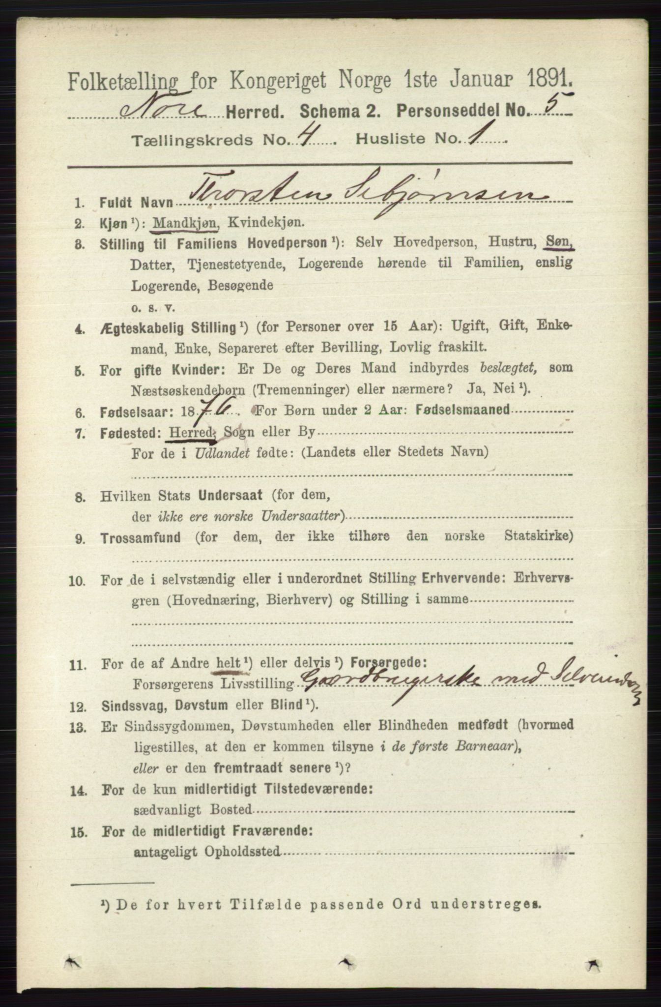 RA, 1891 census for 0633 Nore, 1891, p. 1269