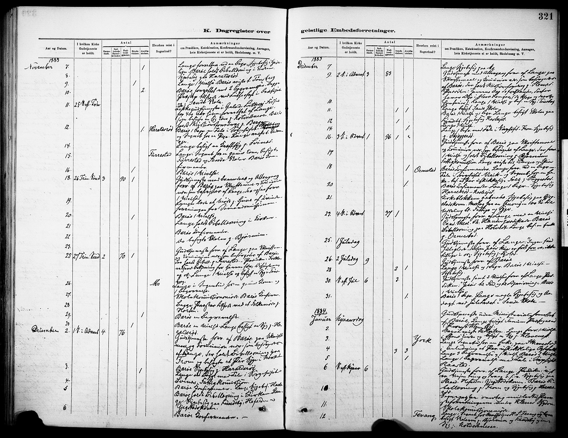 Sandar kirkebøker, SAKO/A-243/F/Fa/L0013: Parish register (official) no. 13, 1883-1895, p. 321