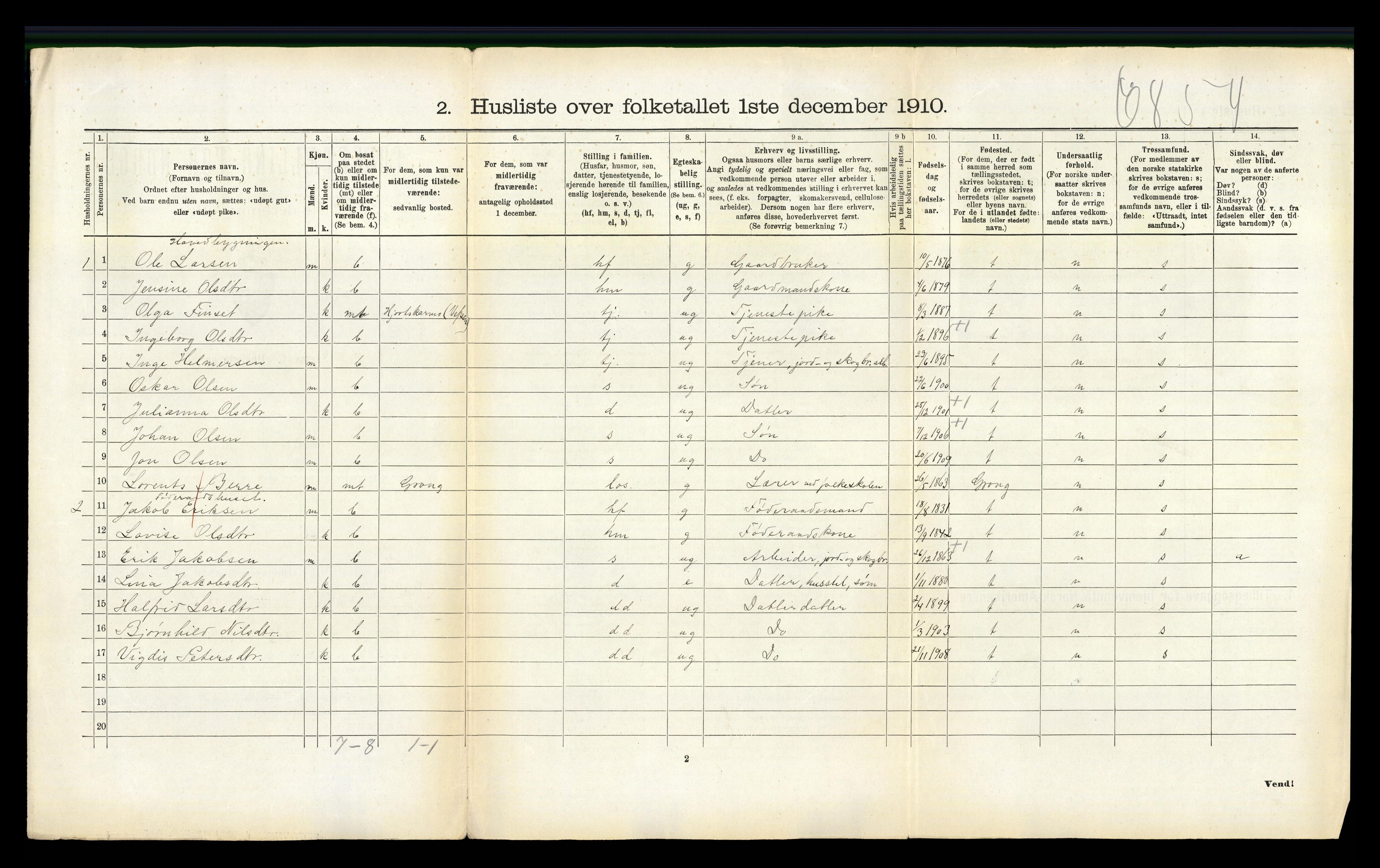 RA, 1910 census for Vefsn, 1910, p. 409