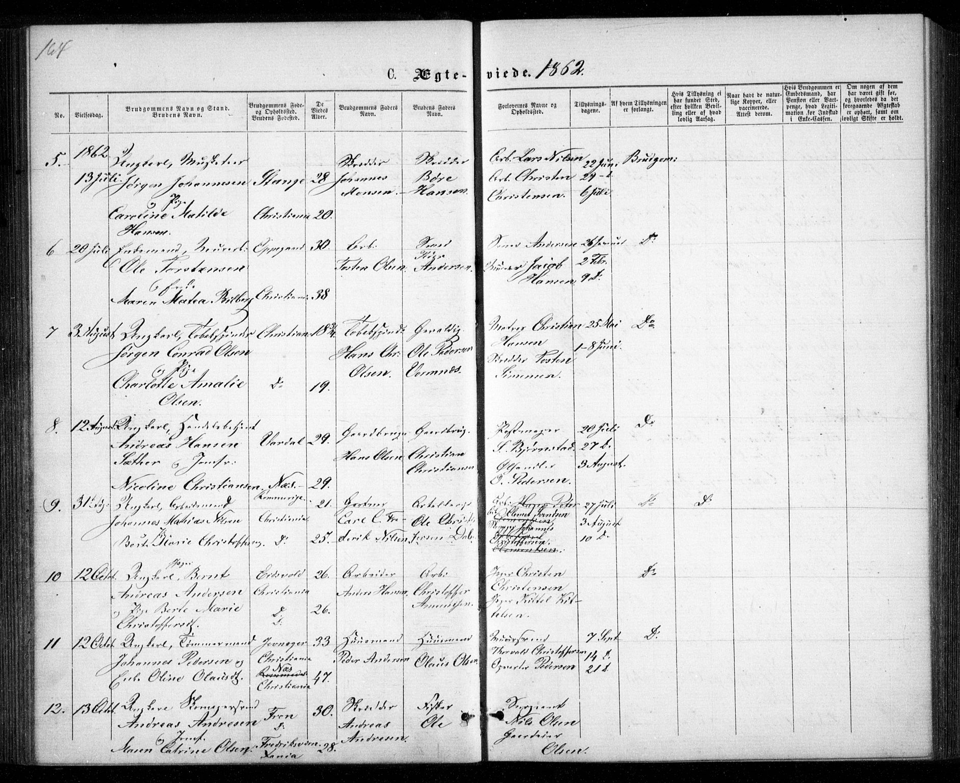 Garnisonsmenigheten Kirkebøker, SAO/A-10846/G/Ga/L0006: Parish register (copy) no. 6, 1860-1880, p. 164