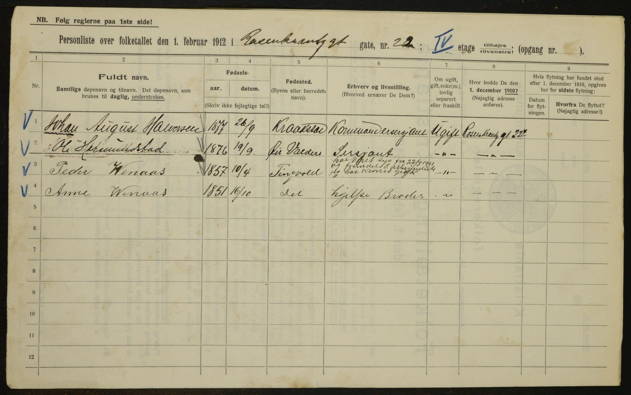 OBA, Municipal Census 1912 for Kristiania, 1912, p. 84195