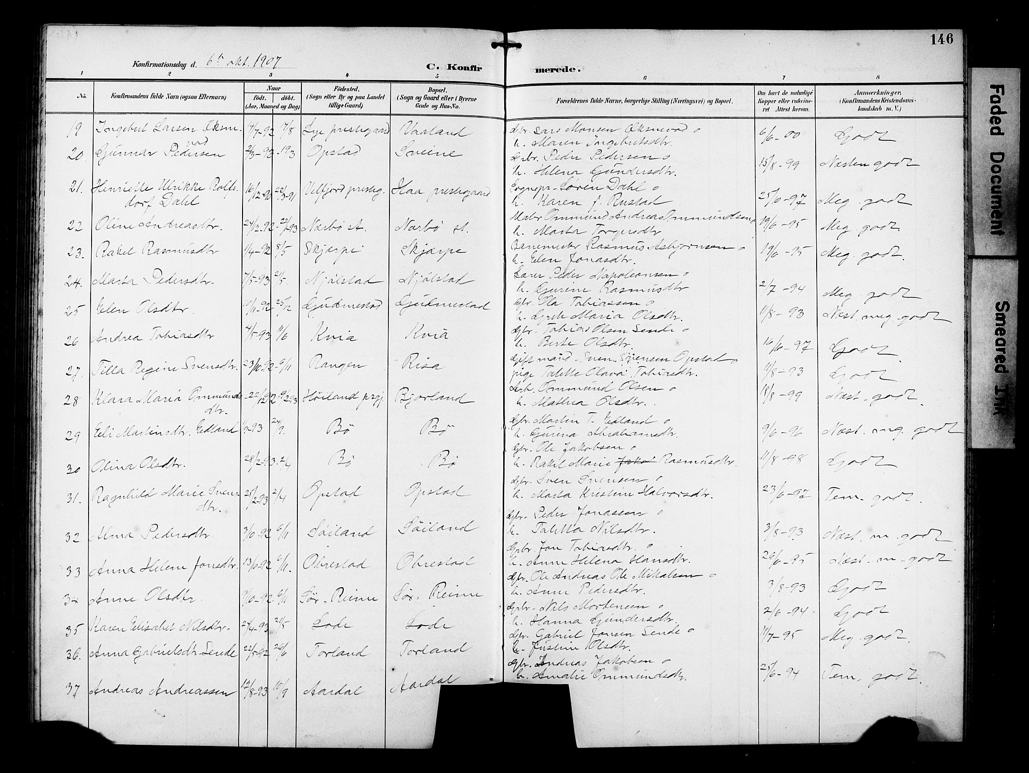 Hå sokneprestkontor, AV/SAST-A-101801/001/30BB/L0005: Parish register (copy) no. B 5, 1894-1912, p. 146