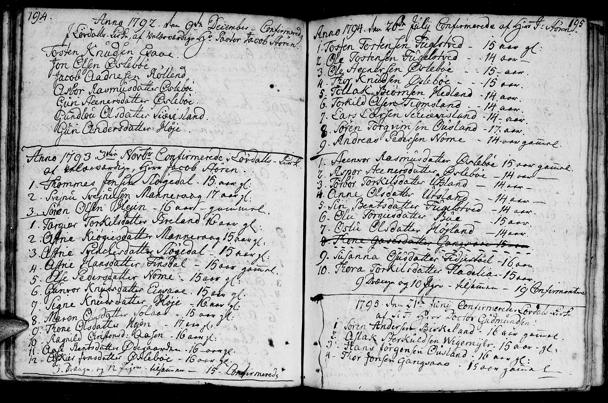 Holum sokneprestkontor, AV/SAK-1111-0022/F/Fa/Fac/L0001: Parish register (official) no. A 1, 1773-1820, p. 194-195