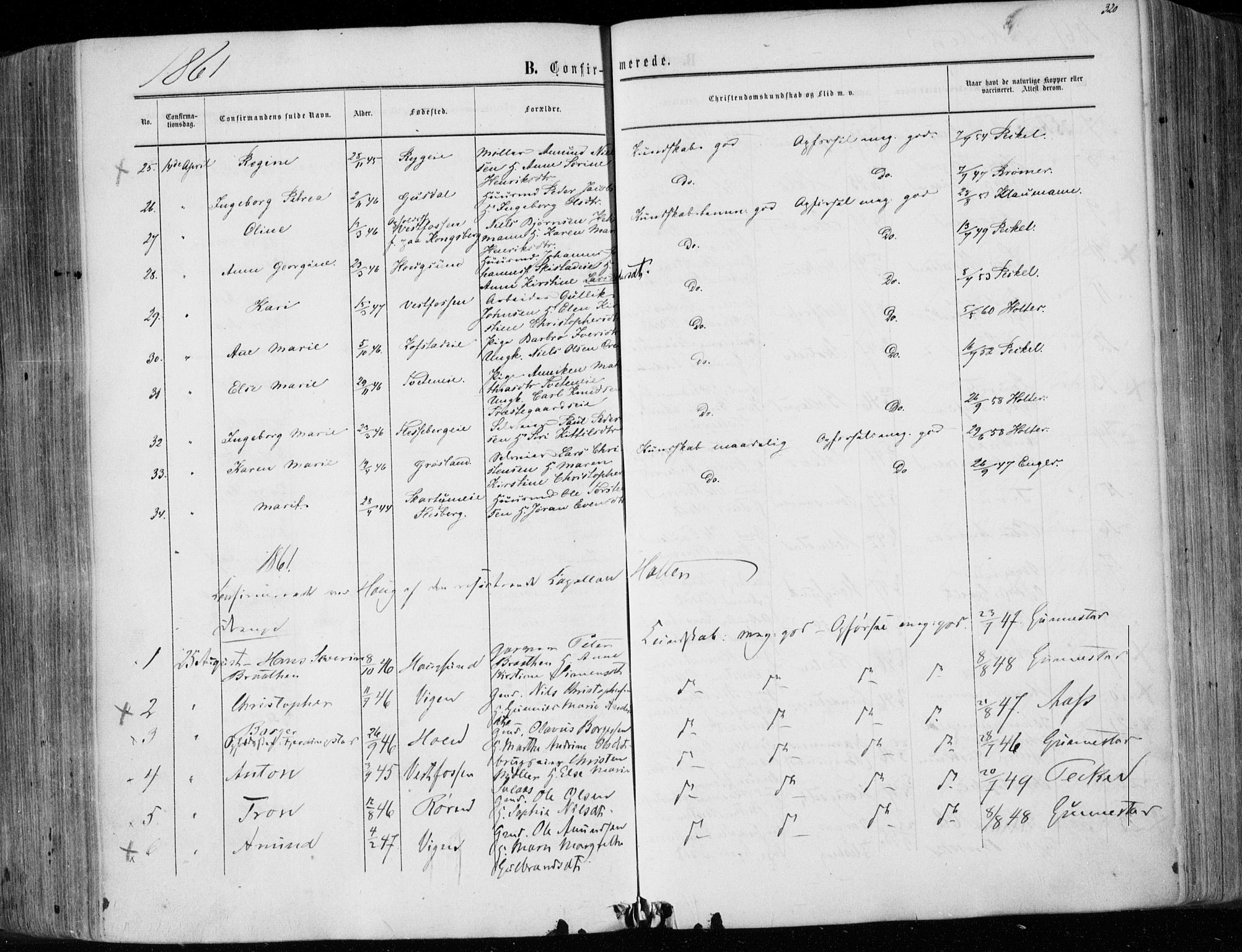 Eiker kirkebøker, AV/SAKO-A-4/F/Fa/L0016: Parish register (official) no. I 16, 1860-1868, p. 320