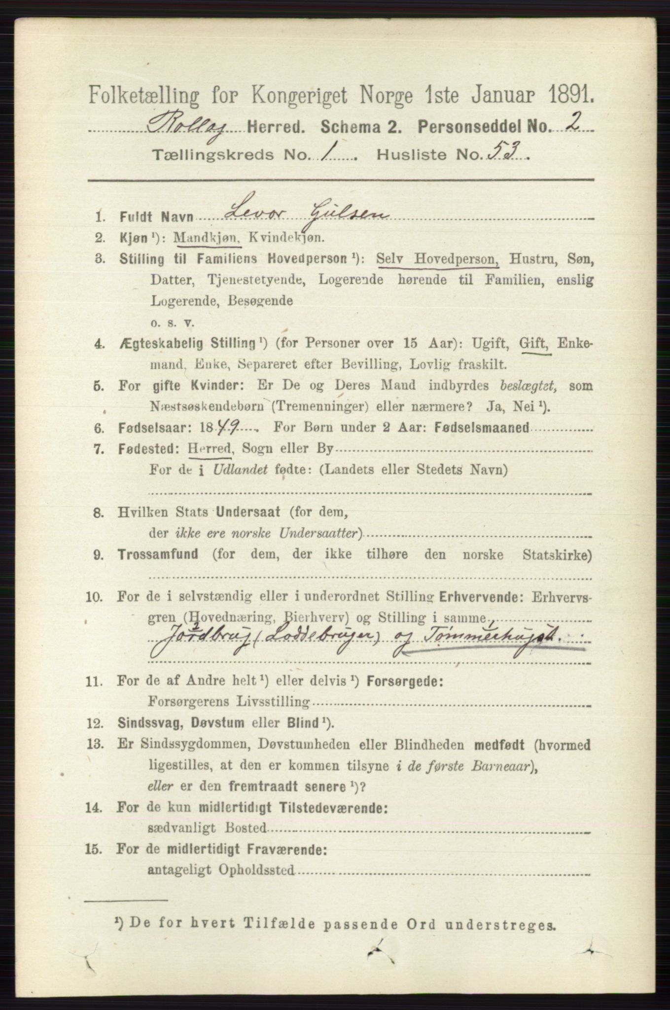 RA, 1891 census for 0632 Rollag, 1891, p. 410