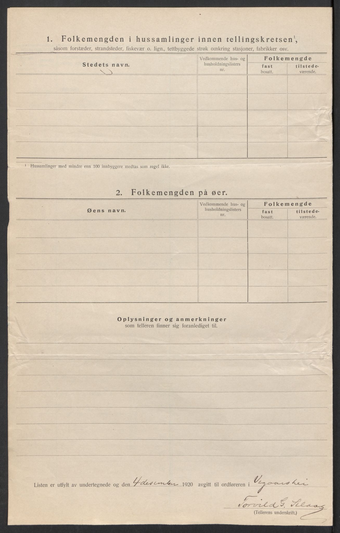 SAK, 1920 census for Vegårshei, 1920, p. 17