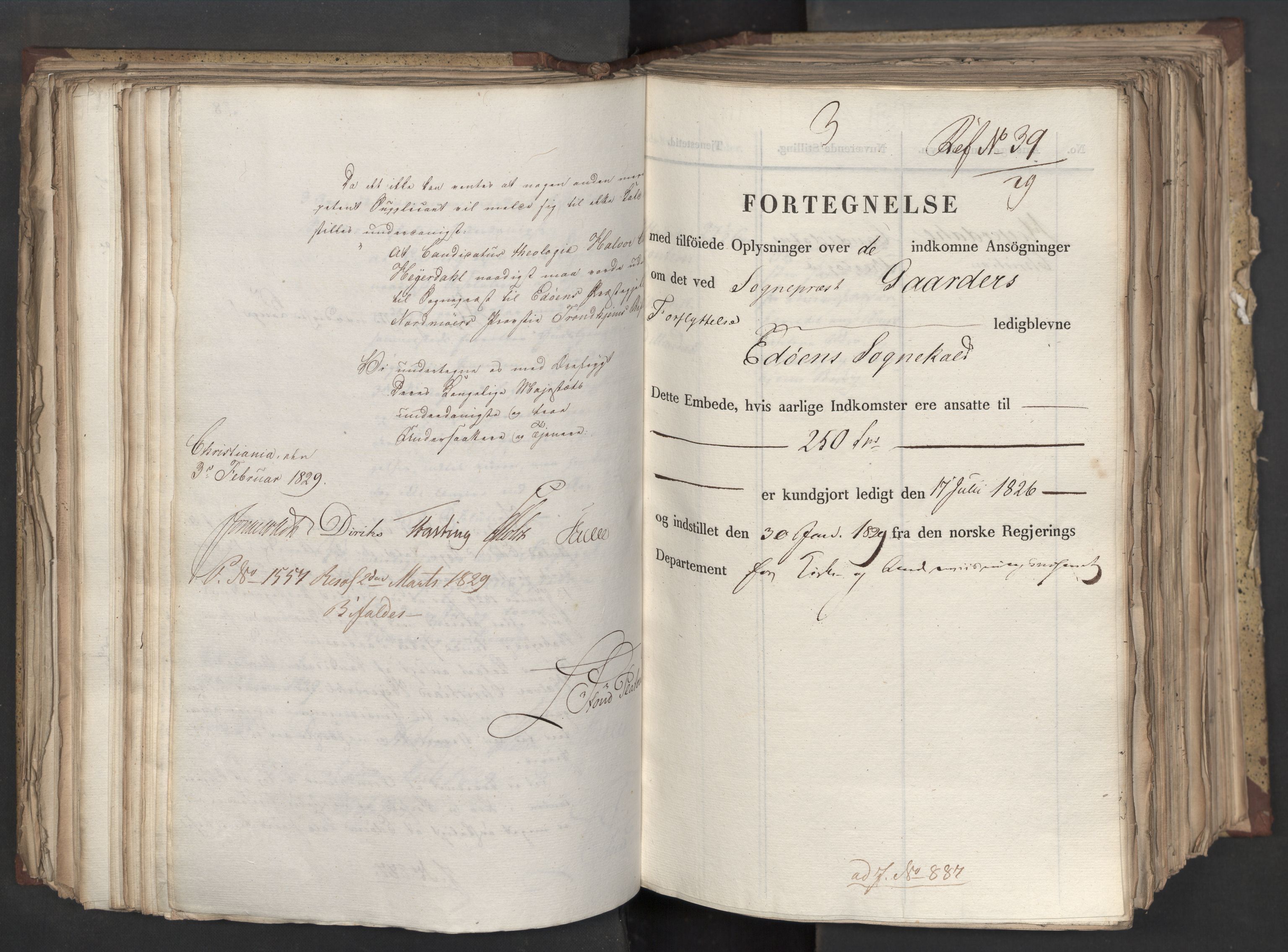 Statsrådsavdelingen i Stockholm, RA/S-1003/D/Da/L0058: Regjeringsinnstillinger nr. 808-1073, 1829, p. 248
