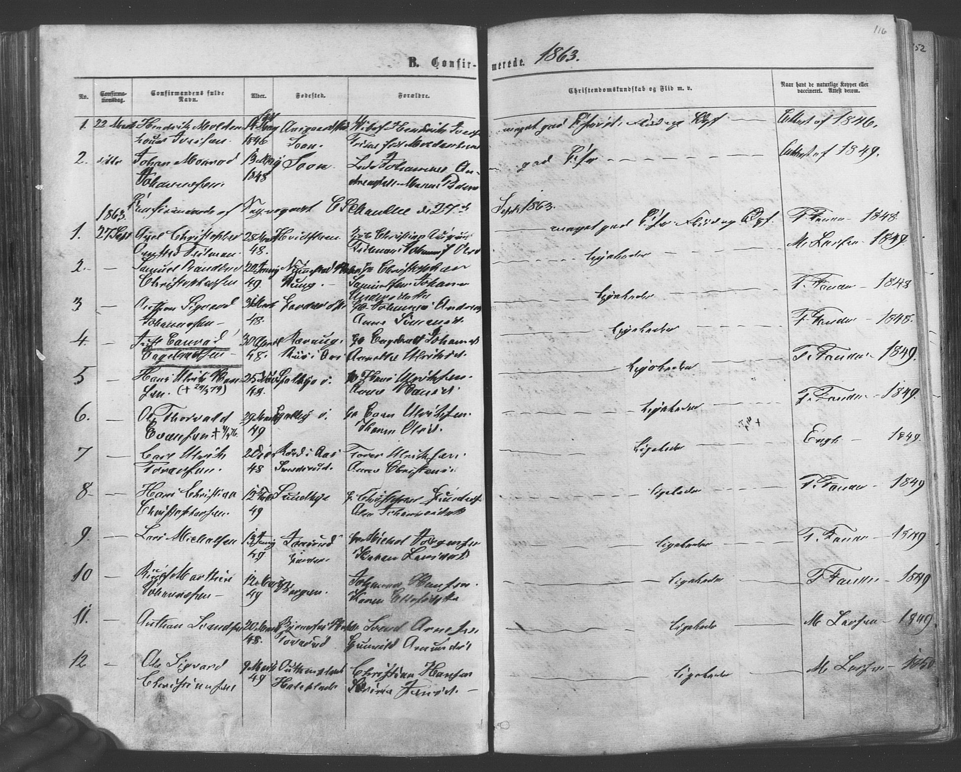 Vestby prestekontor Kirkebøker, SAO/A-10893/F/Fa/L0008: Parish register (official) no. I 8, 1863-1877, p. 116