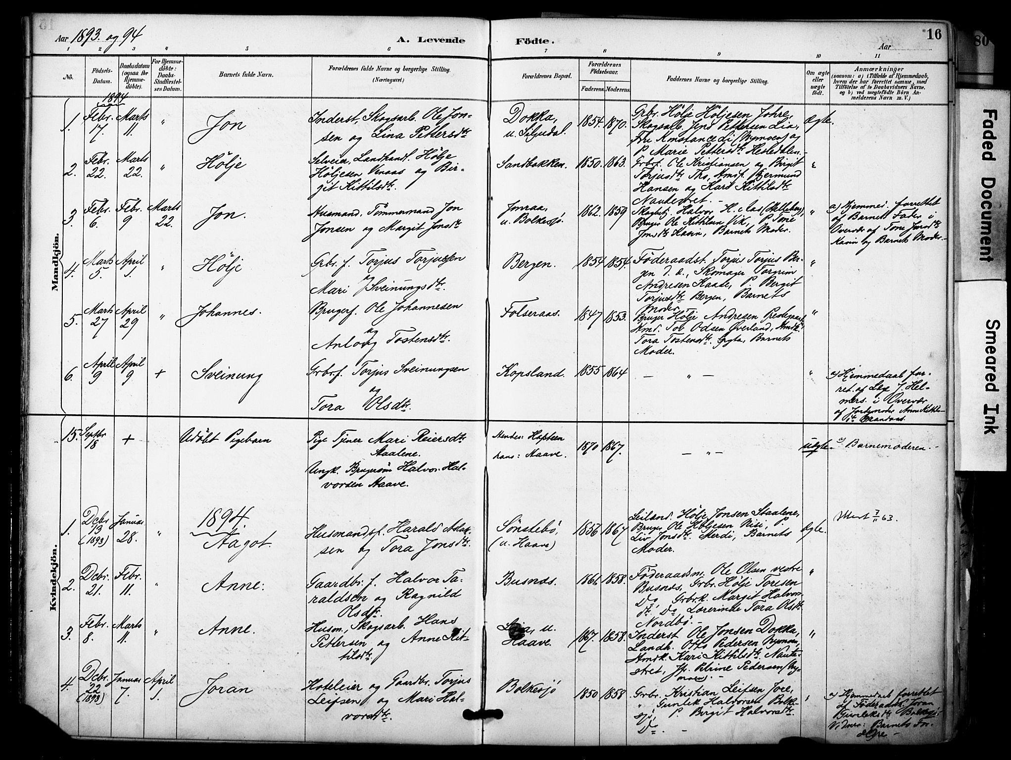 Gransherad kirkebøker, SAKO/A-267/F/Fa/L0005: Parish register (official) no. I 5, 1887-1916, p. 16