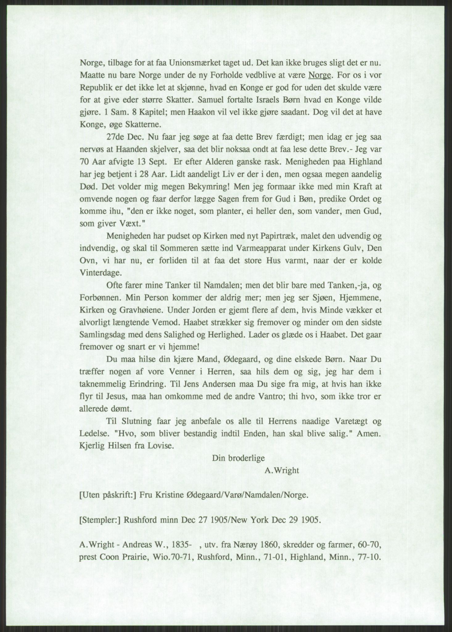 Samlinger til kildeutgivelse, Amerikabrevene, AV/RA-EA-4057/F/L0034: Innlån fra Nord-Trøndelag, 1838-1914, p. 223