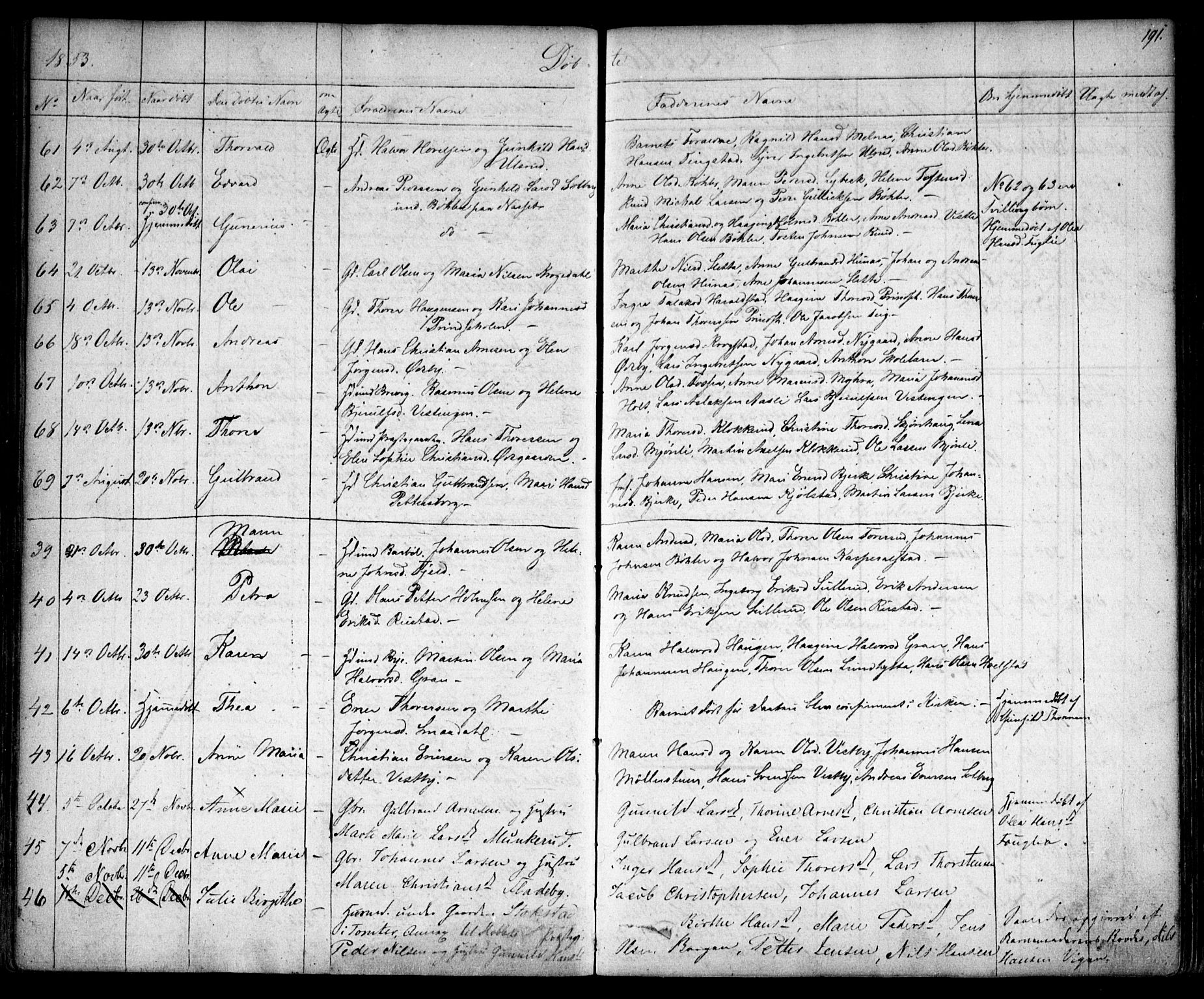 Enebakk prestekontor Kirkebøker, AV/SAO-A-10171c/F/Fa/L0009: Parish register (official) no. I 9, 1832-1861, p. 191