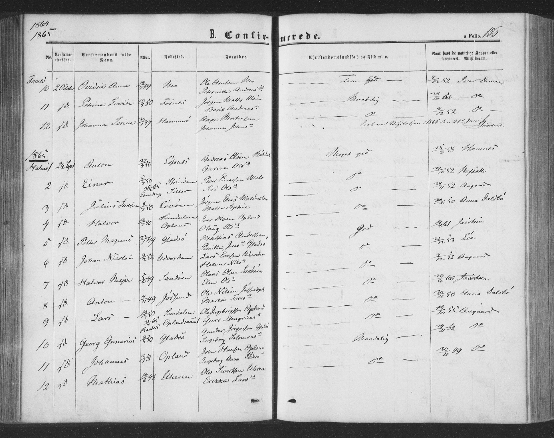 Ministerialprotokoller, klokkerbøker og fødselsregistre - Nord-Trøndelag, SAT/A-1458/773/L0615: Parish register (official) no. 773A06, 1857-1870, p. 156
