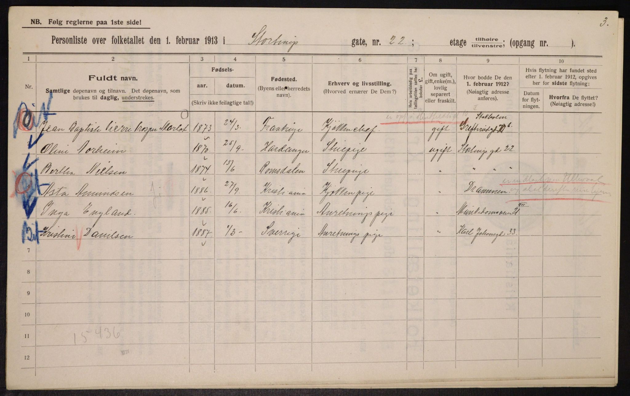 OBA, Municipal Census 1913 for Kristiania, 1913, p. 103670
