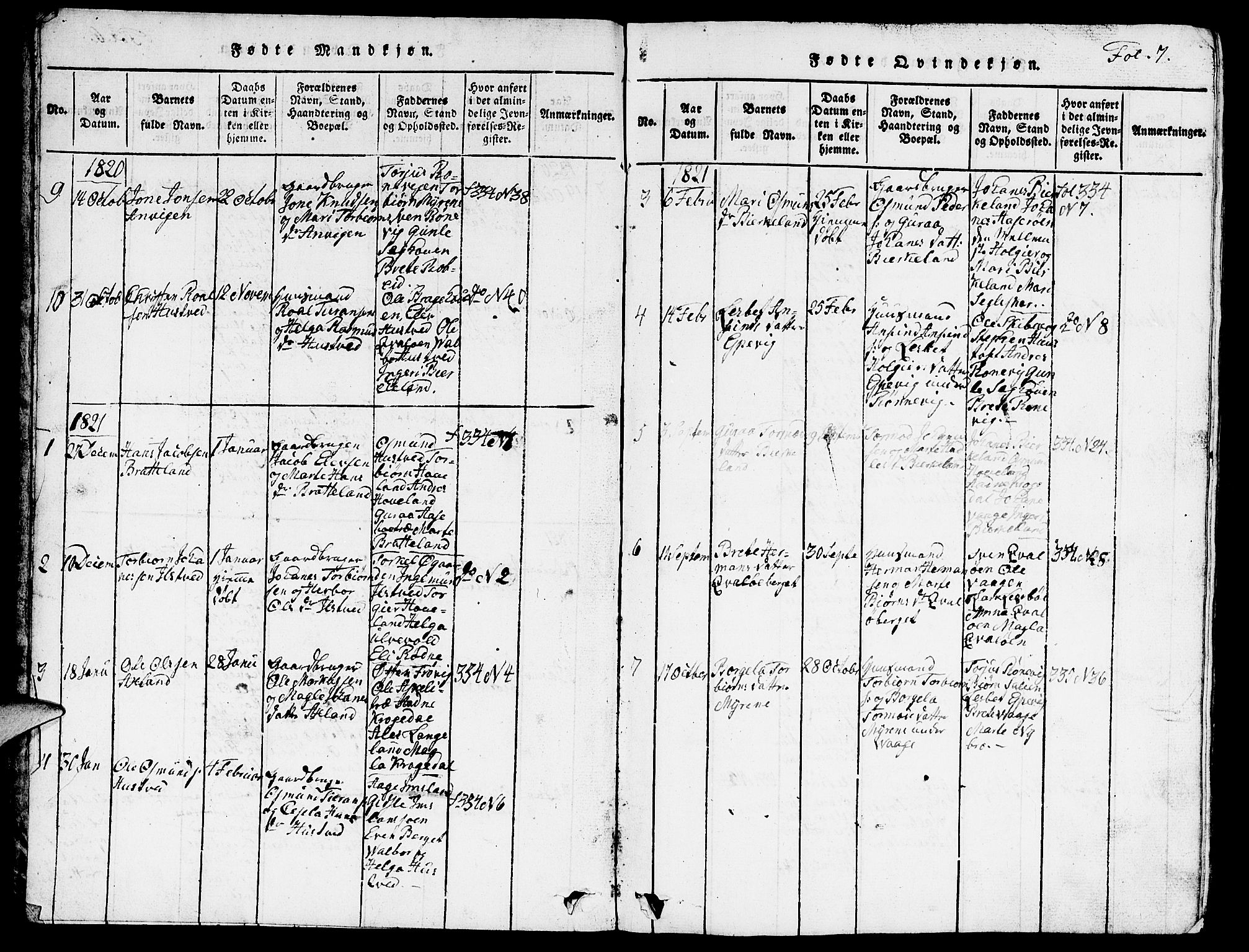 Vikedal sokneprestkontor, AV/SAST-A-101840/01/V: Parish register (copy) no. B 3, 1816-1867, p. 7