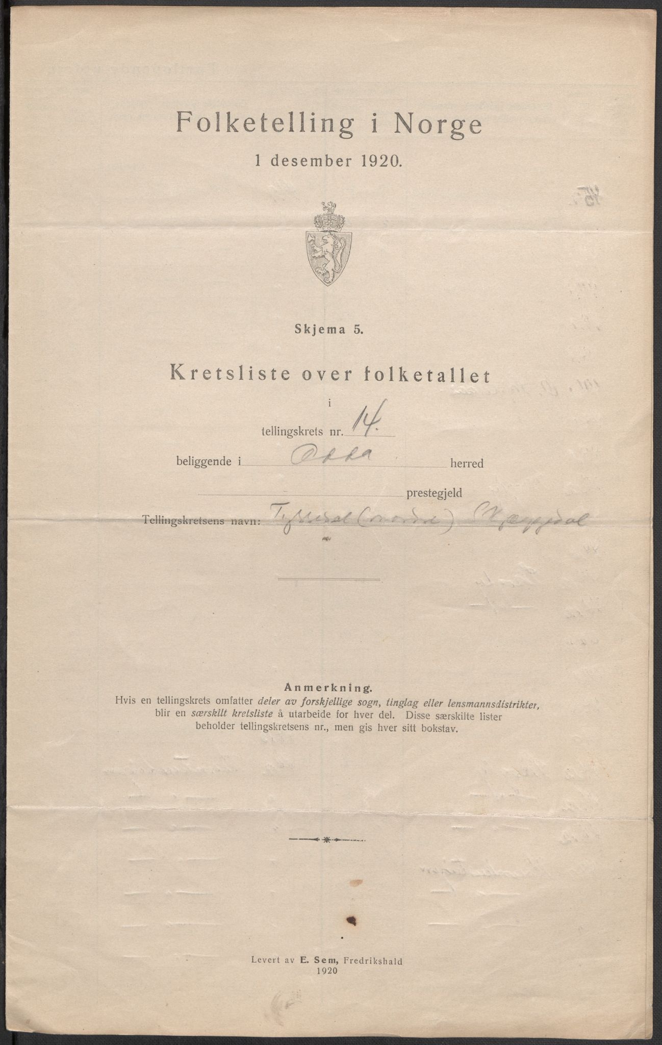 SAB, 1920 census for Odda, 1920, p. 45