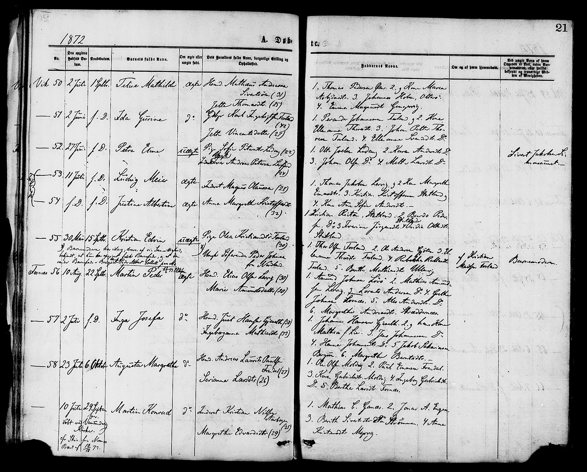 Ministerialprotokoller, klokkerbøker og fødselsregistre - Nord-Trøndelag, AV/SAT-A-1458/773/L0616: Parish register (official) no. 773A07, 1870-1887, p. 21