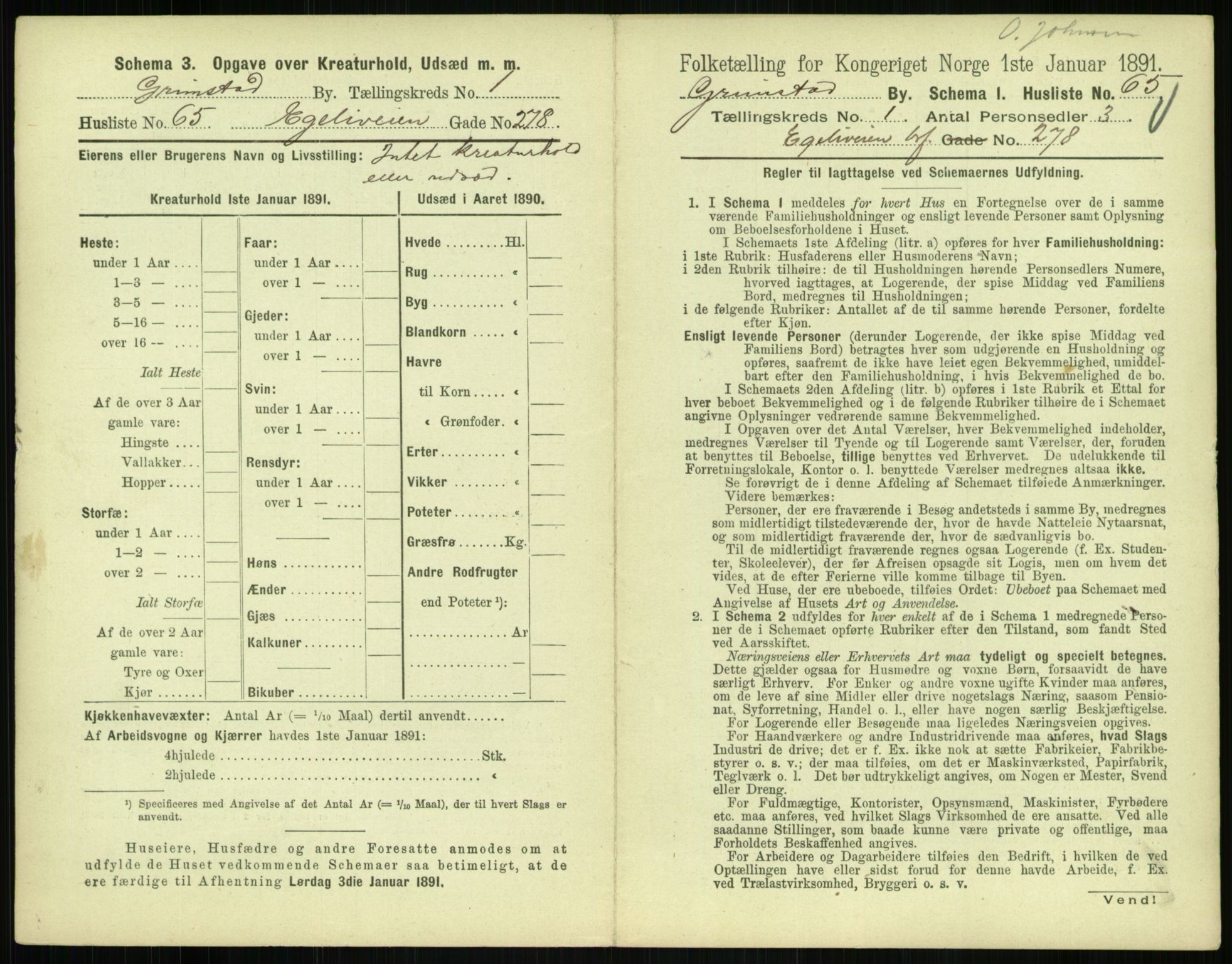 RA, 1891 census for 0904 Grimstad, 1891, p. 148