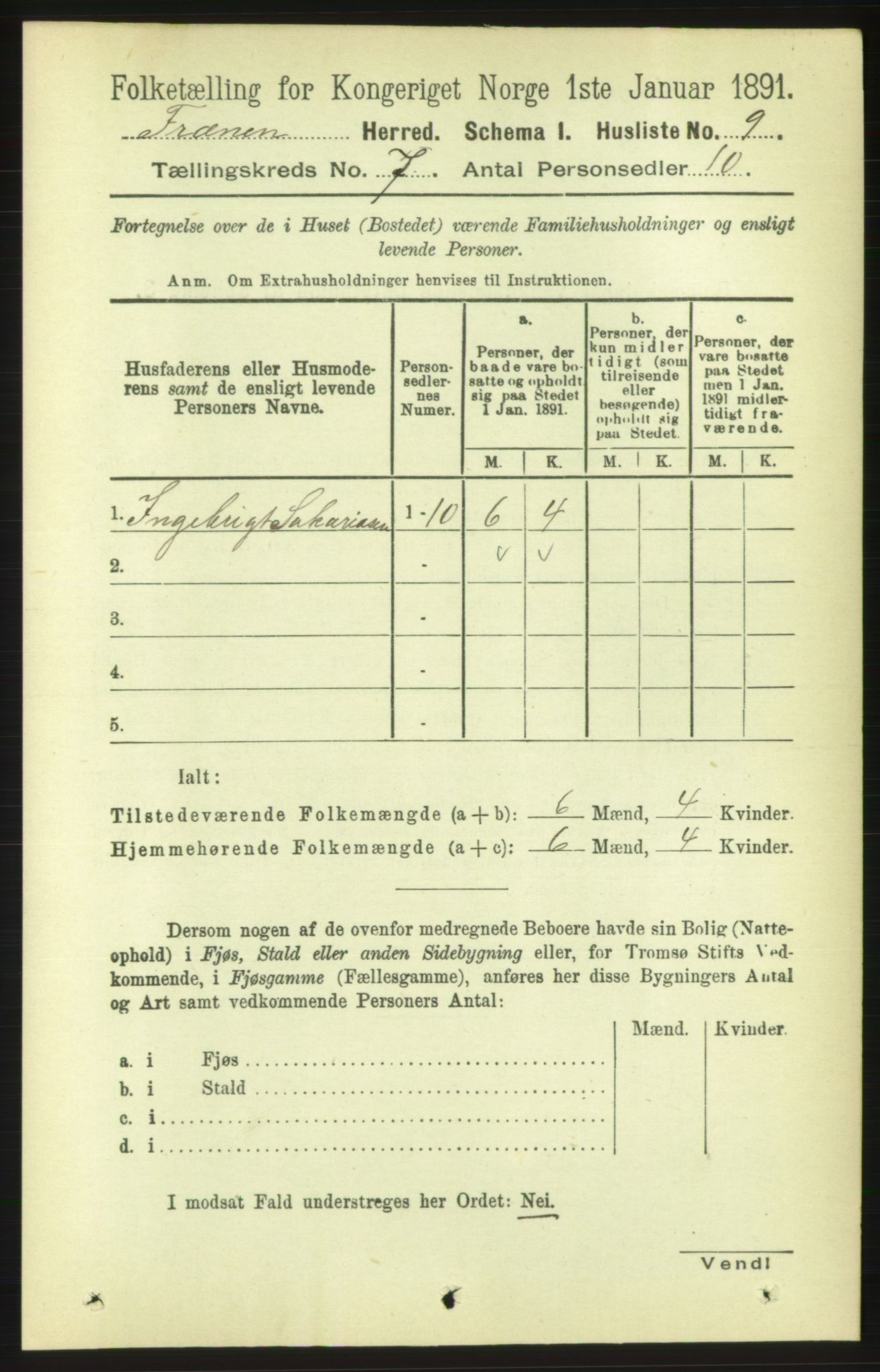 RA, 1891 census for 1548 Fræna, 1891, p. 2294