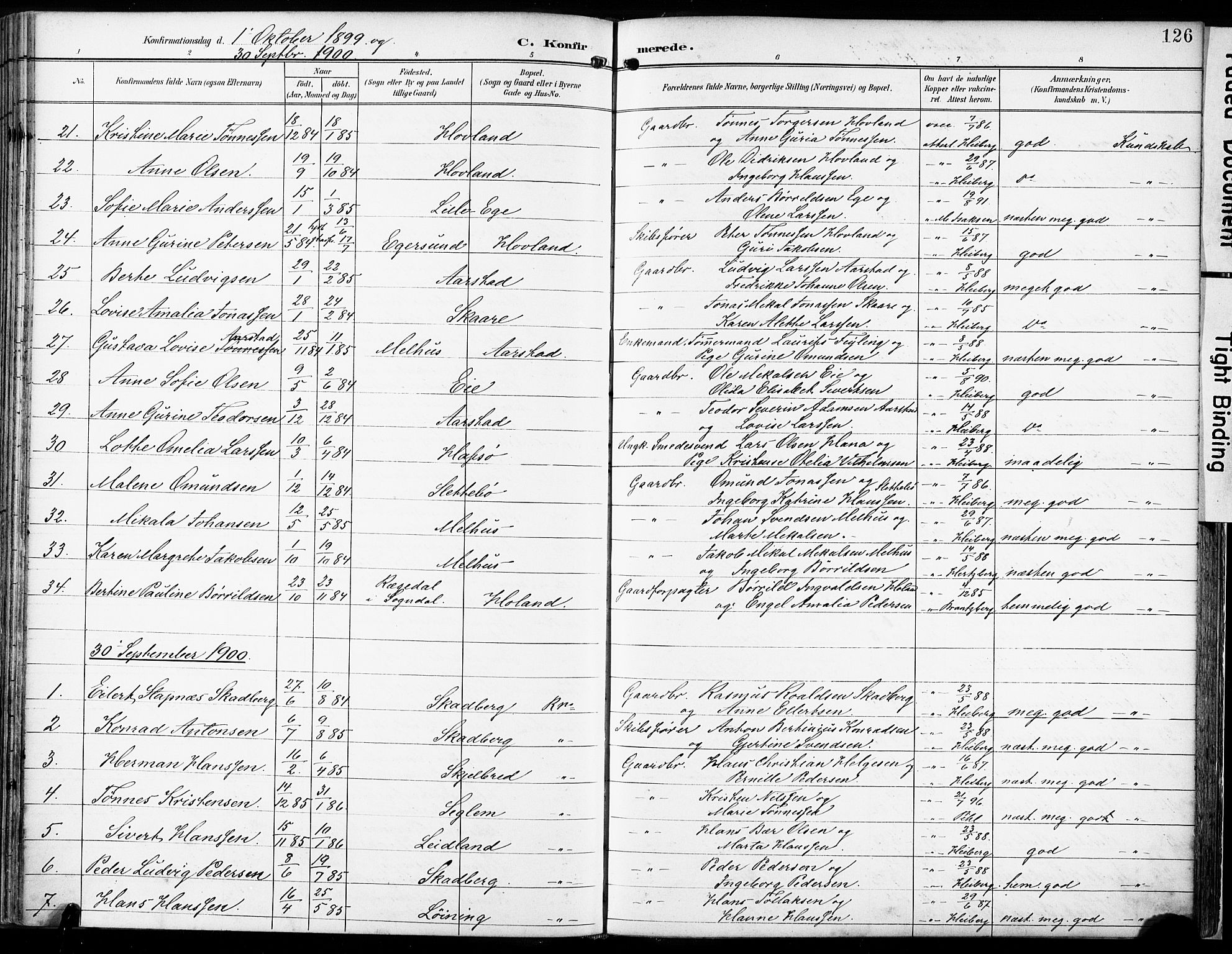 Eigersund sokneprestkontor, SAST/A-101807/S08/L0018: Parish register (official) no. A 17, 1892-1905, p. 126