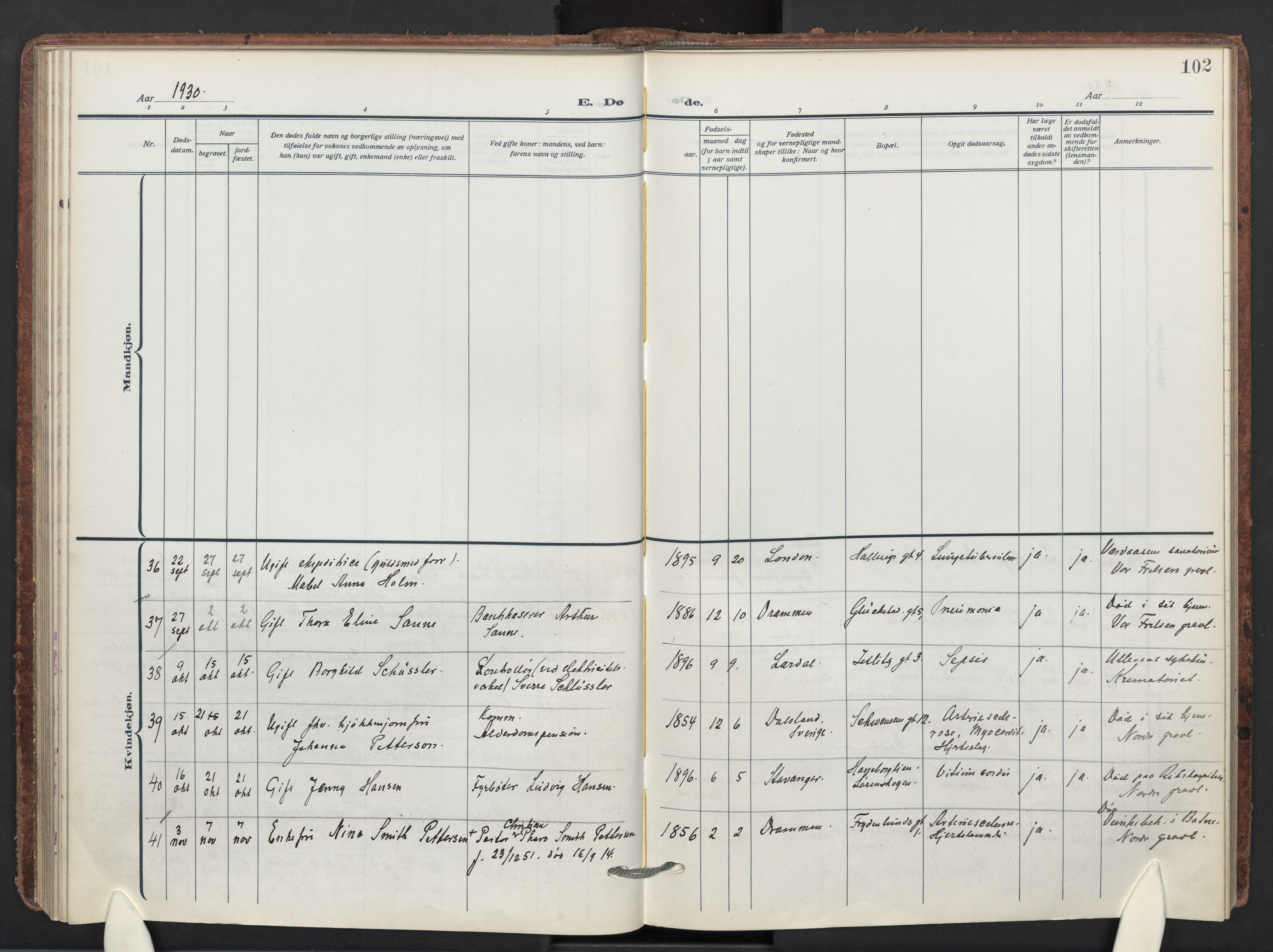 Markus prestekontor Kirkebøker, AV/SAO-A-10830/F/L0004: Parish register (official) no. 4, 1917-1943, p. 102