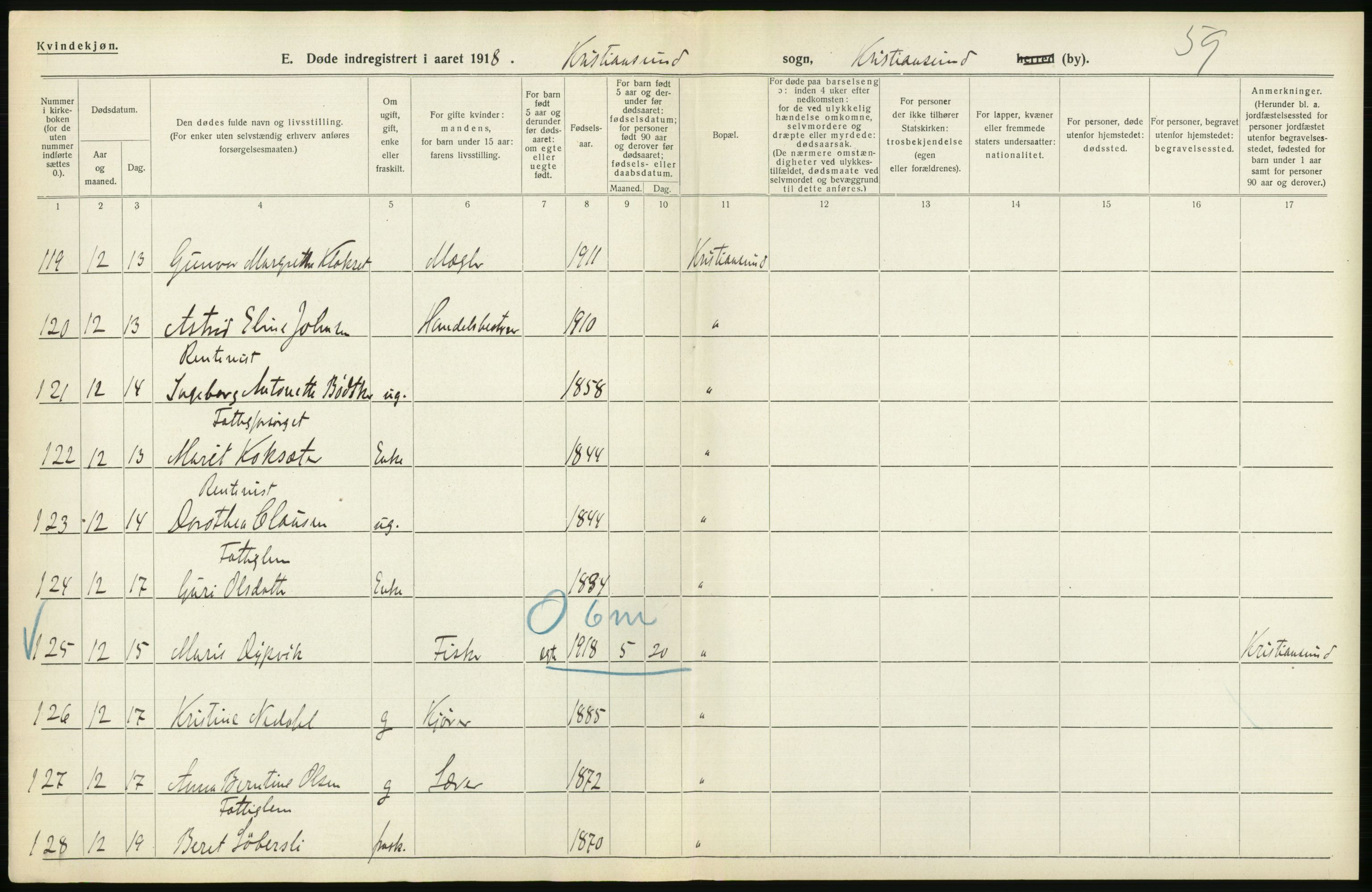 Statistisk sentralbyrå, Sosiodemografiske emner, Befolkning, AV/RA-S-2228/D/Df/Dfb/Dfbh/L0045: Møre fylke: Døde. Bygder og byer., 1918, p. 578