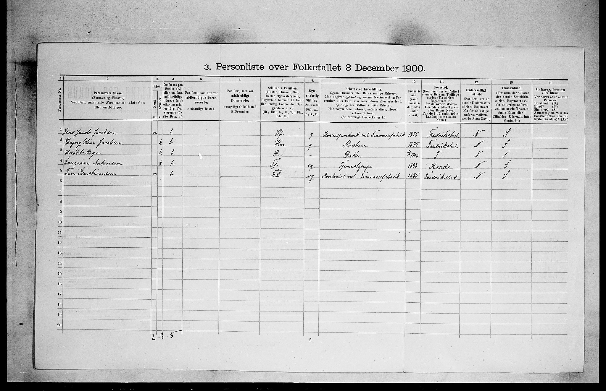 SAO, 1900 census for Kristiania, 1900, p. 3669