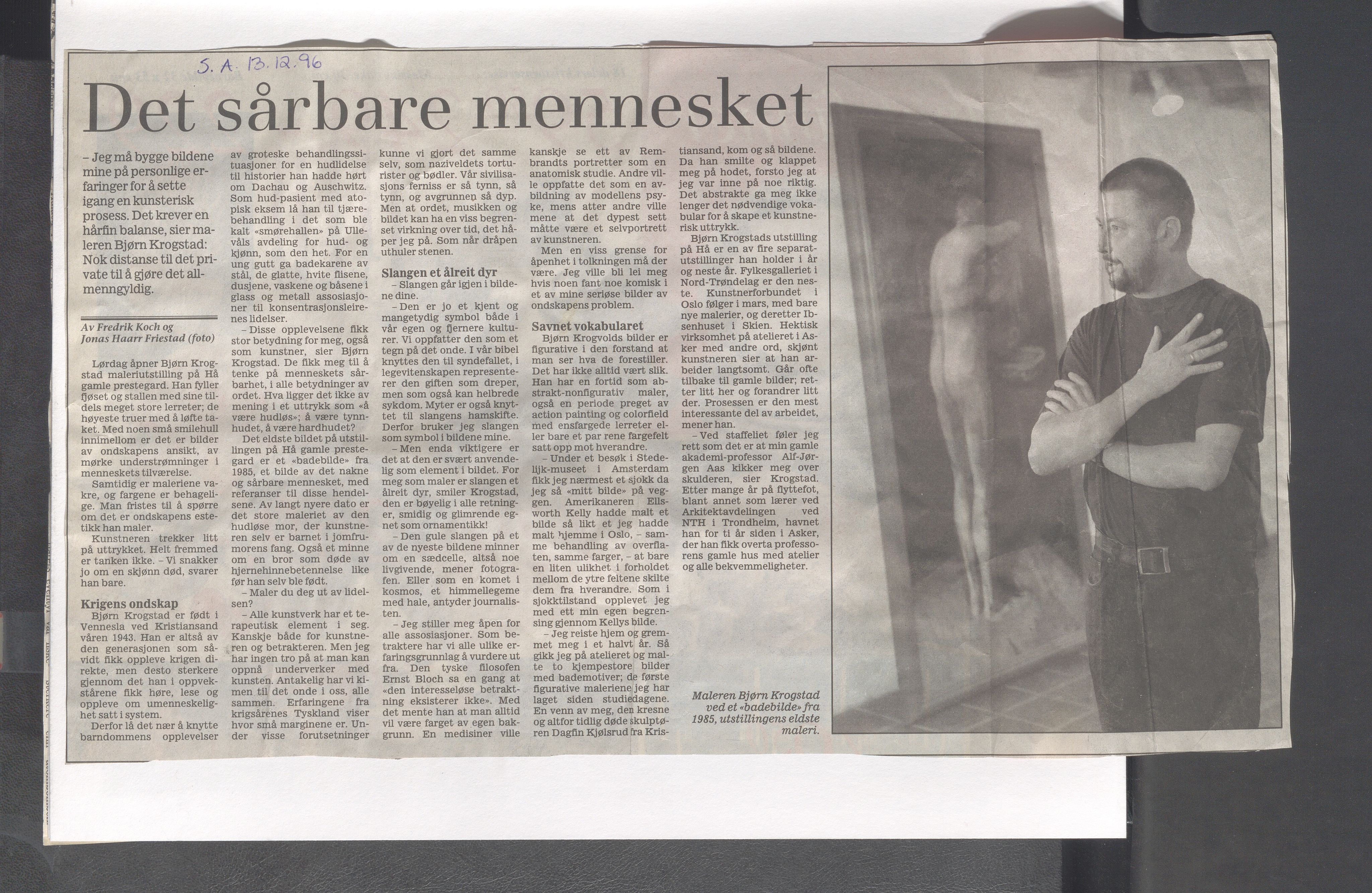 Hå kommune - Kulturetaten, IKAR/A-304/Ub/Ubb/L0011: Avisutklipp - Hå gamle prestegård, 1996-1997