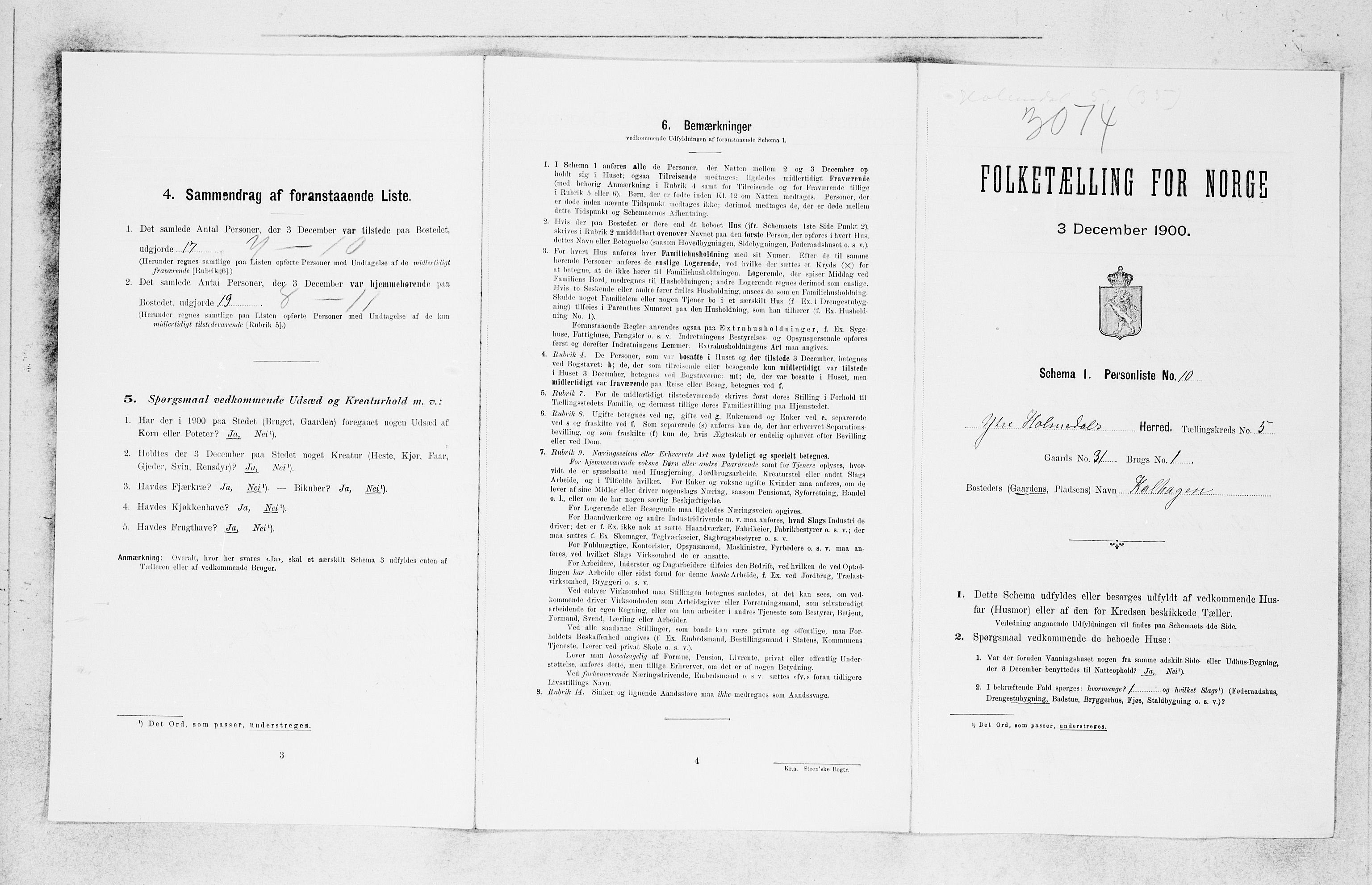 SAB, 1900 census for Ytre Holmedal, 1900, p. 429