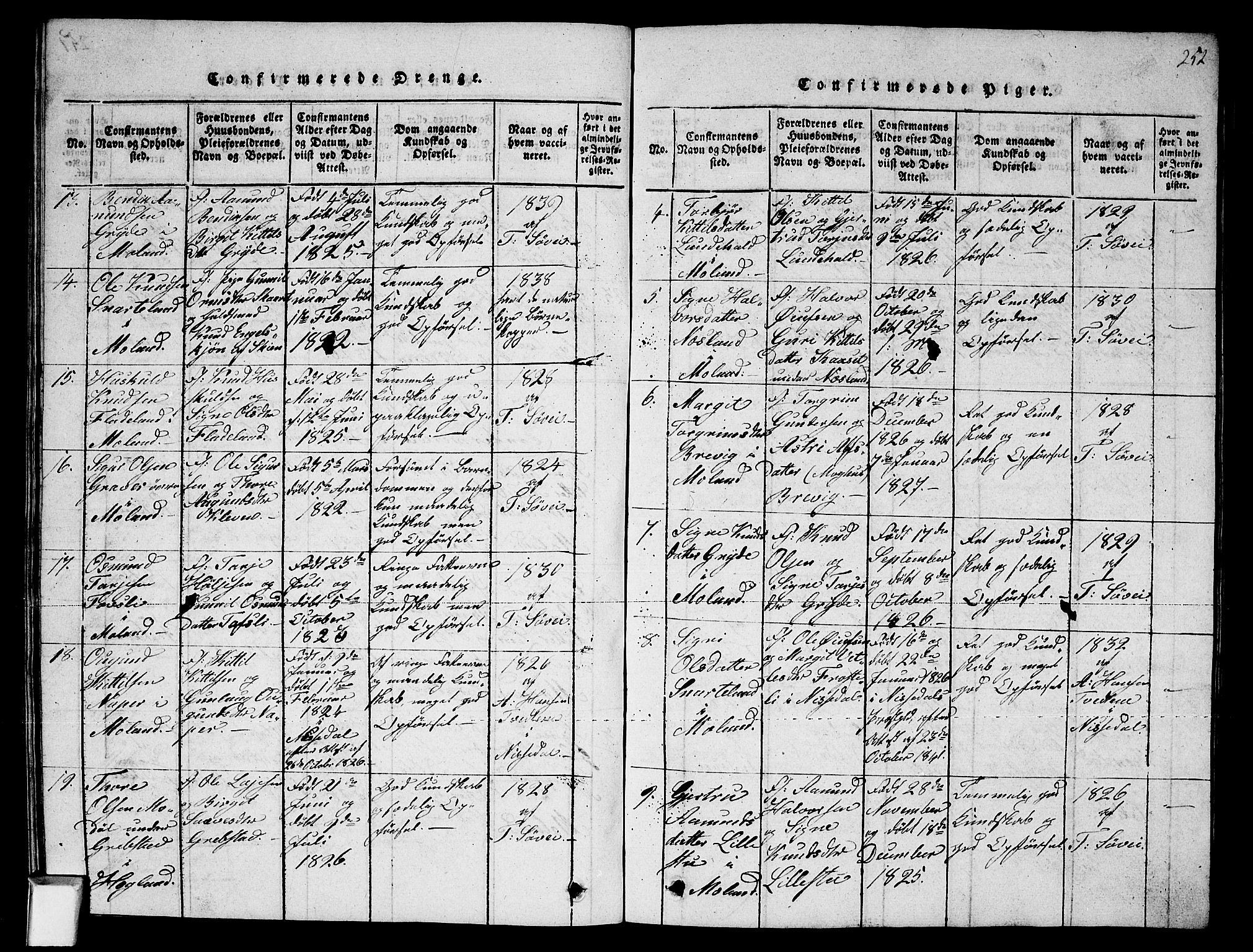 Fyresdal kirkebøker, SAKO/A-263/G/Ga/L0002: Parish register (copy) no. I 2, 1815-1857, p. 252