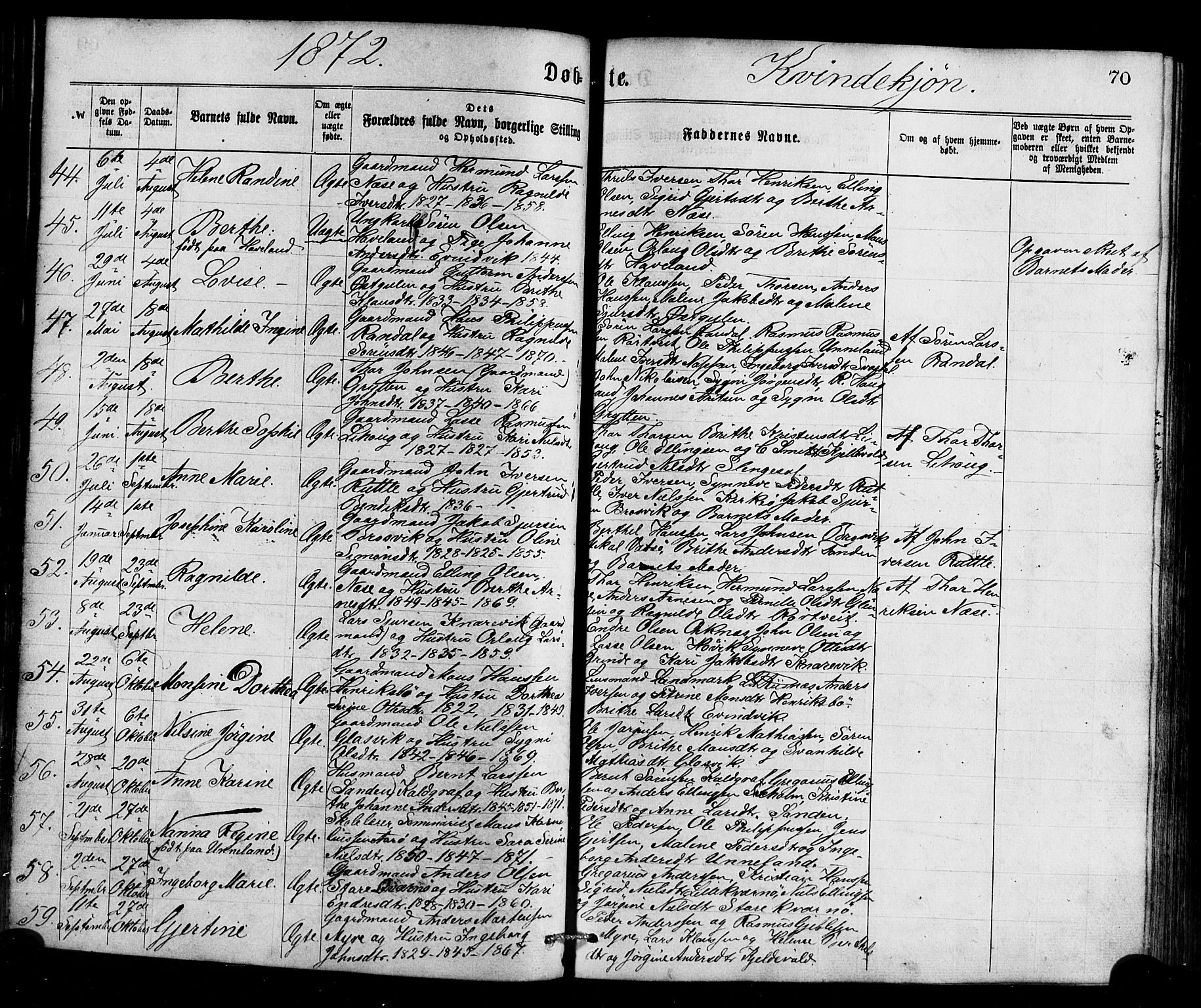 Gulen sokneprestembete, AV/SAB-A-80201/H/Haa/Haaa/L0023: Parish register (official) no. A 23, 1870-1880, p. 70