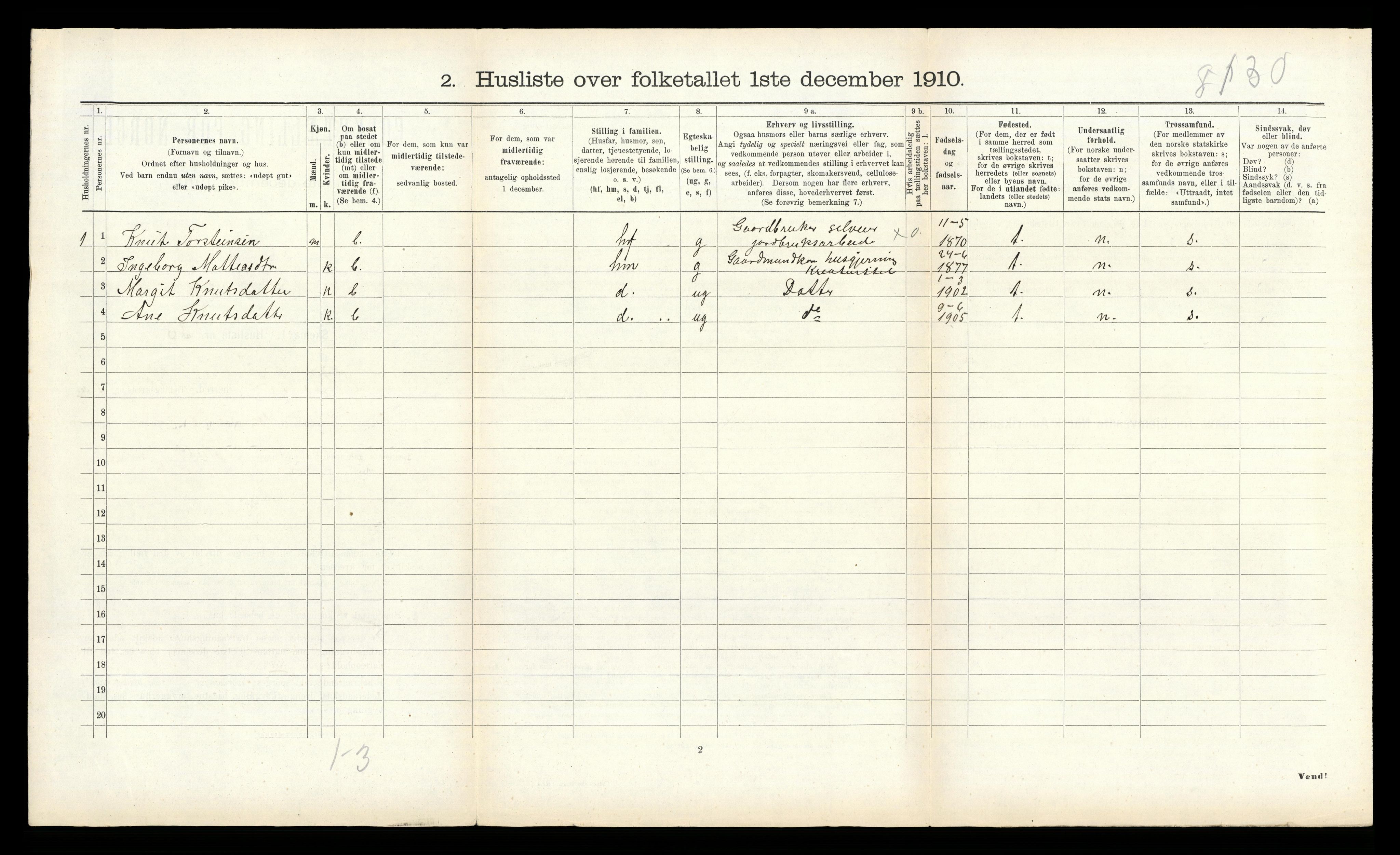 RA, 1910 census for Bolsøy, 1910, p. 1192