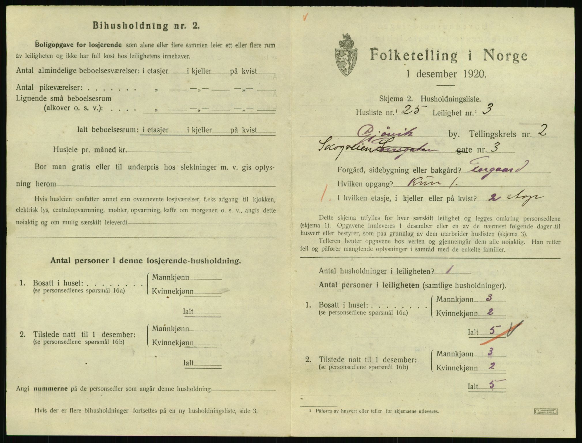 SAH, 1920 census for Gjøvik, 1920, p. 1170