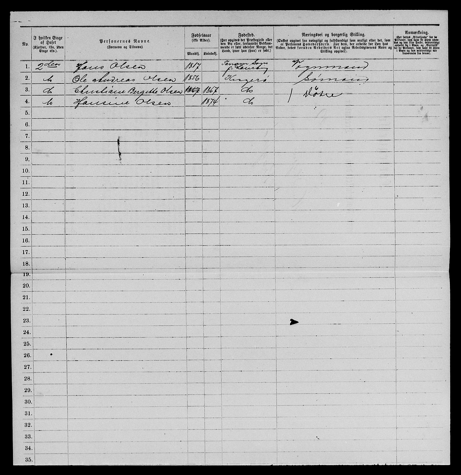 SAKO, 1885 census for 0801 Kragerø, 1885, p. 1086