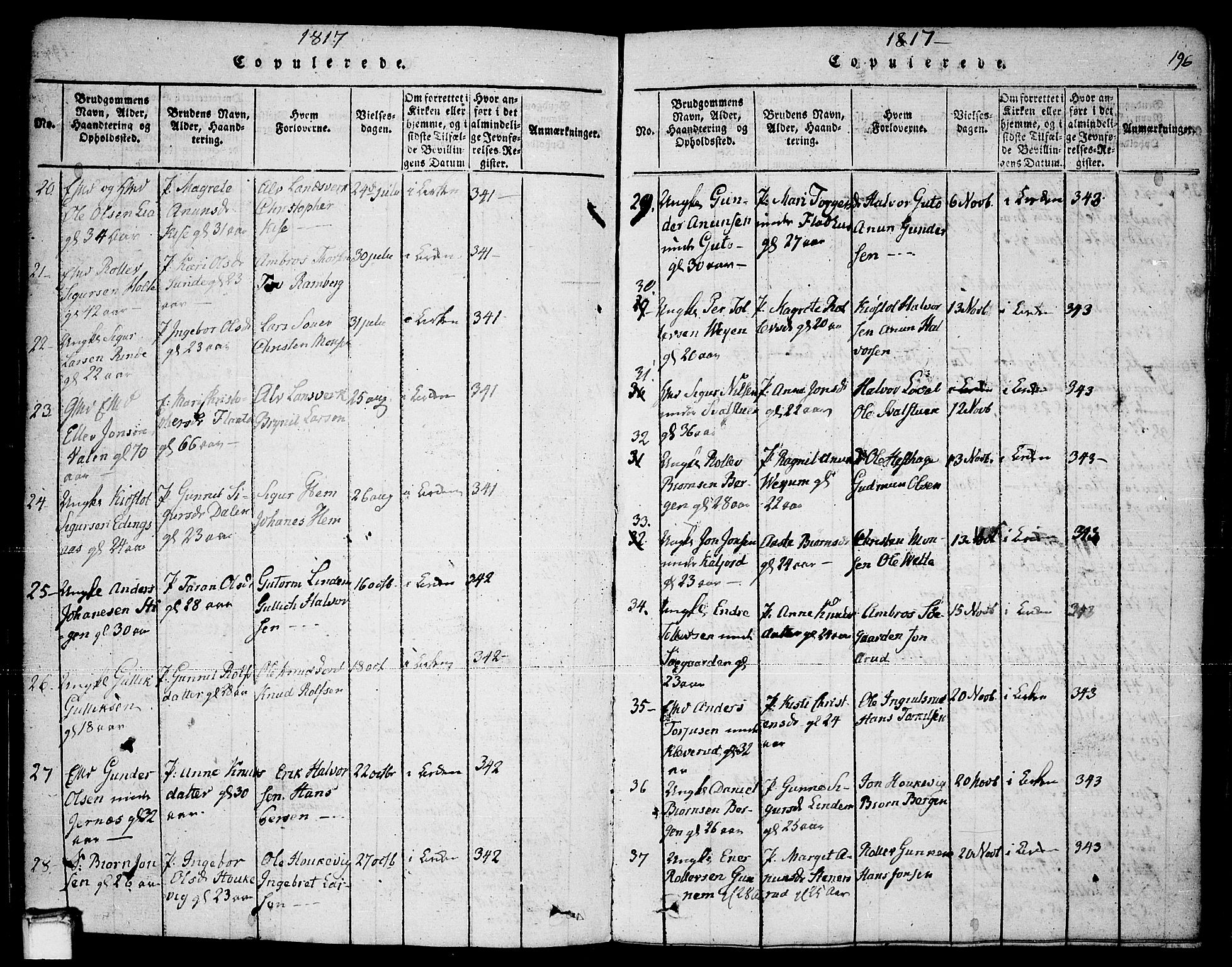 Sauherad kirkebøker, AV/SAKO-A-298/F/Fa/L0005: Parish register (official) no. I 5, 1815-1829, p. 196