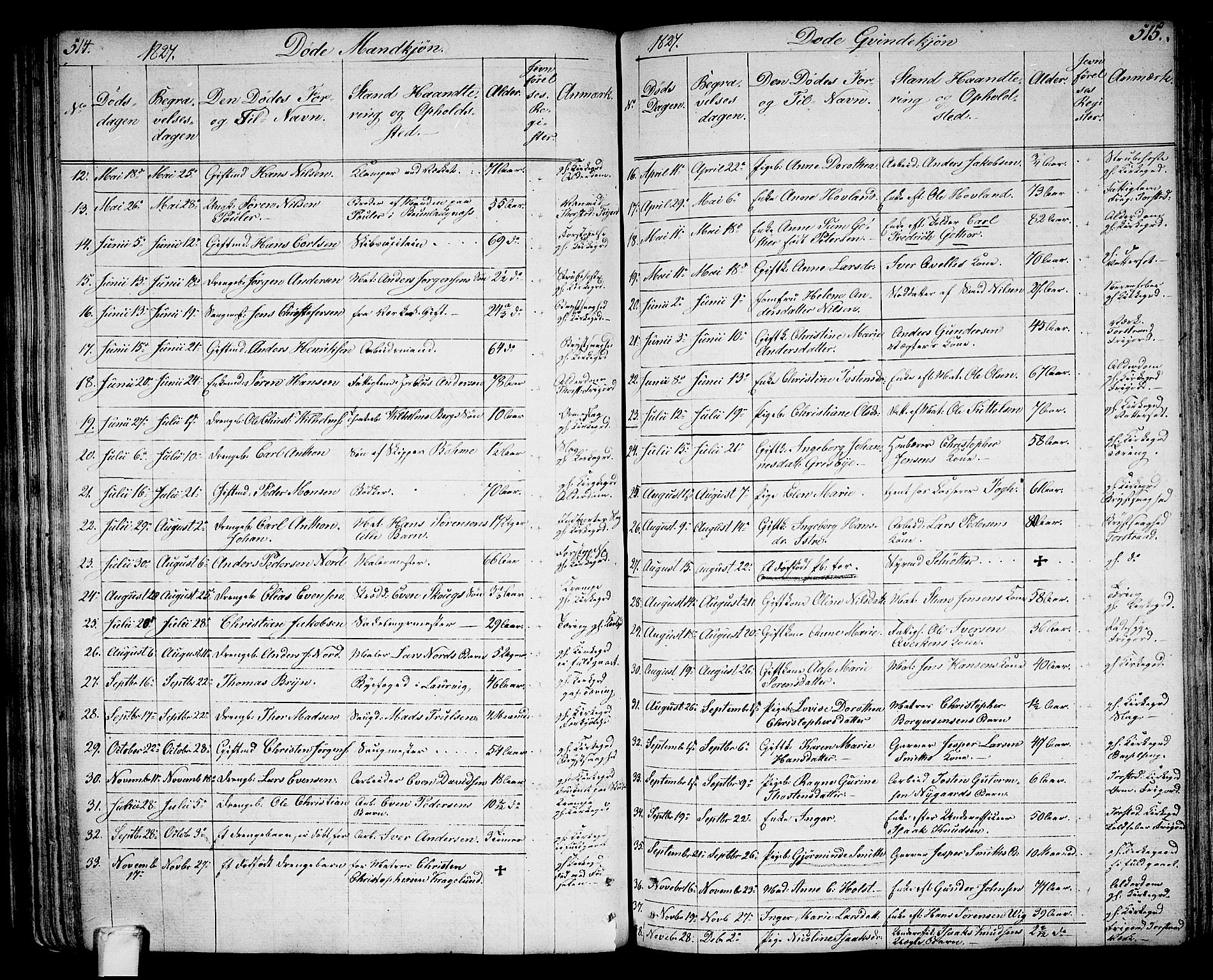 Larvik kirkebøker, AV/SAKO-A-352/G/Ga/L0002: Parish register (copy) no. I 2, 1807-1830, p. 514-515