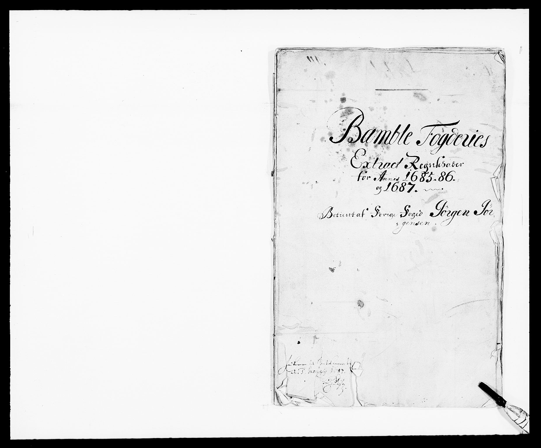 Rentekammeret inntil 1814, Reviderte regnskaper, Fogderegnskap, RA/EA-4092/R34/L2048: Fogderegnskap Bamble, 1685-1687, p. 1