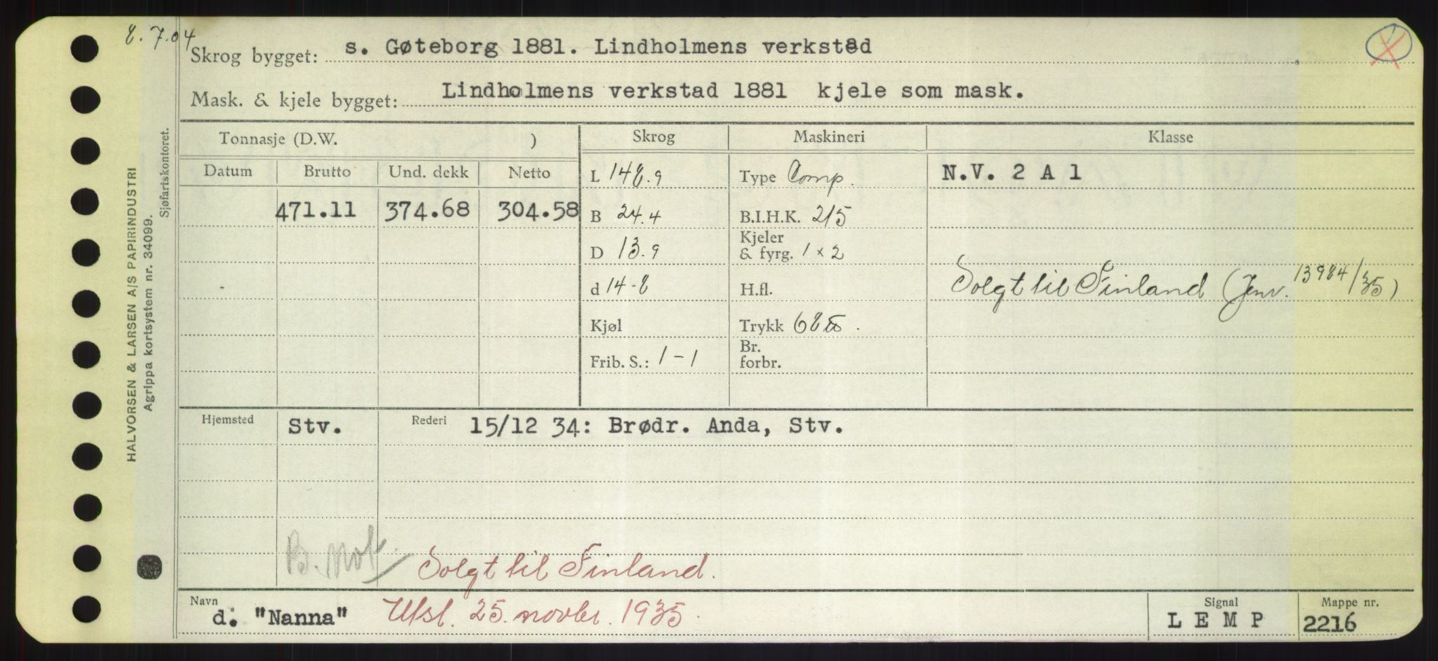 Sjøfartsdirektoratet med forløpere, Skipsmålingen, AV/RA-S-1627/H/Hd/L0026: Fartøy, N-Norhol, p. 39