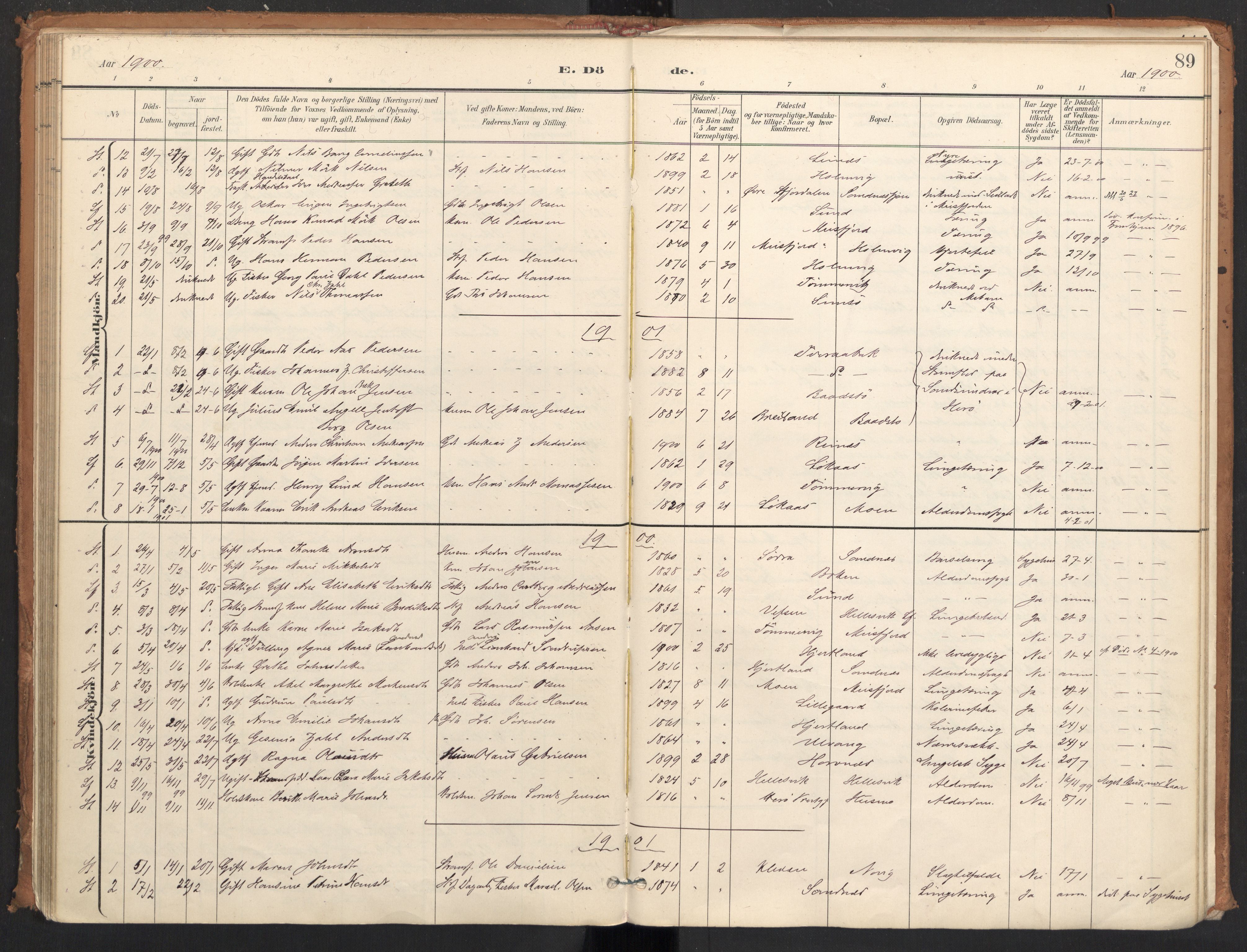 Ministerialprotokoller, klokkerbøker og fødselsregistre - Nordland, AV/SAT-A-1459/831/L0472: Parish register (official) no. 831A03, 1897-1912, p. 89