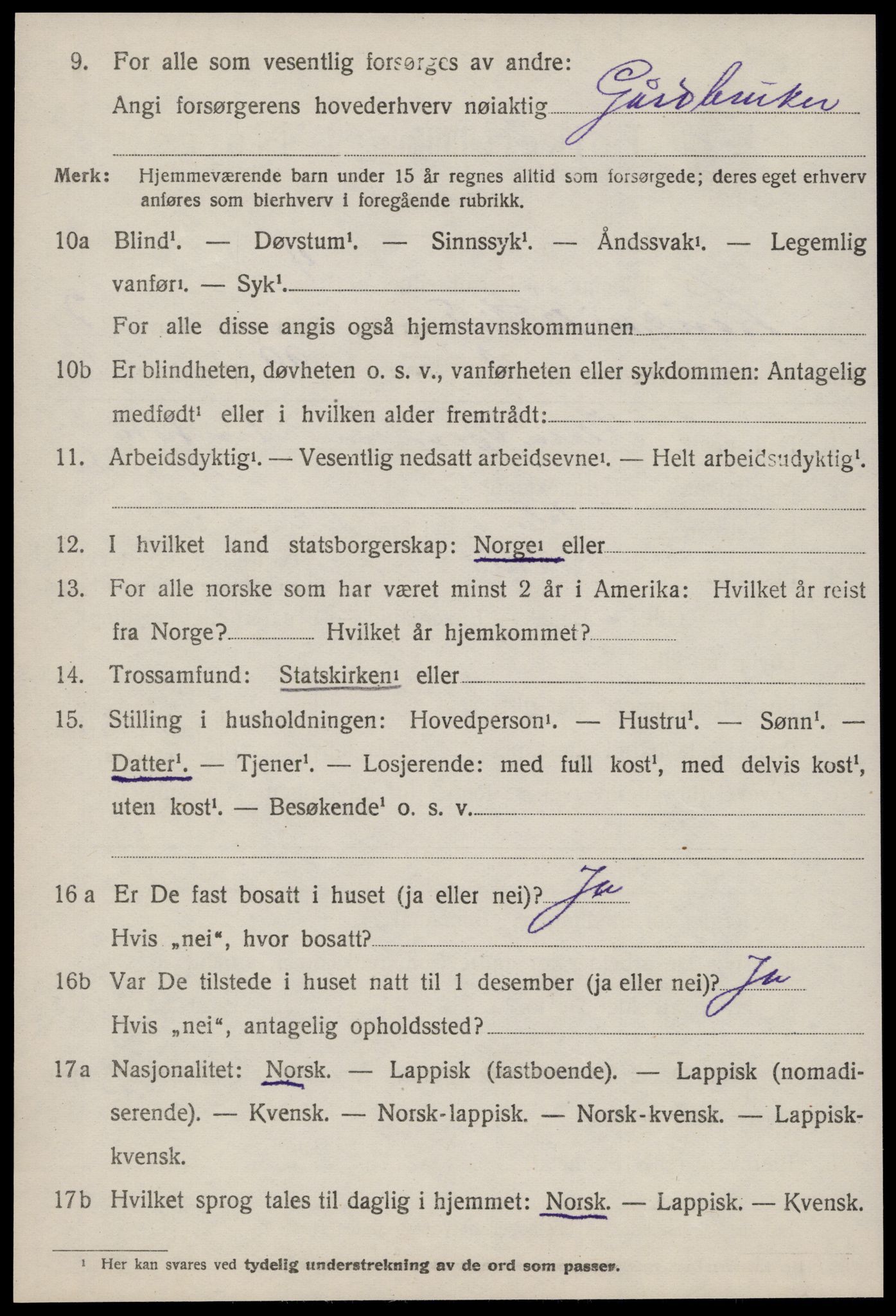 SAT, 1920 census for Lensvik, 1920, p. 1289