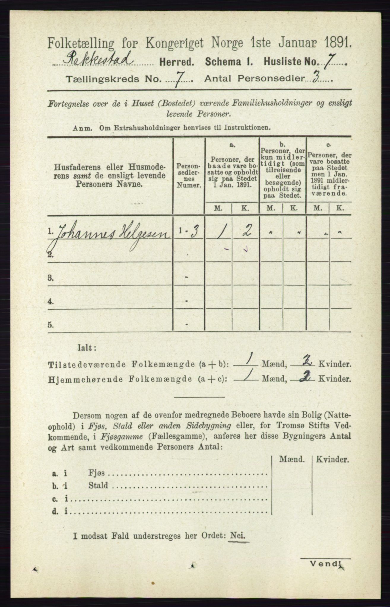 RA, 1891 census for 0128 Rakkestad, 1891, p. 3050