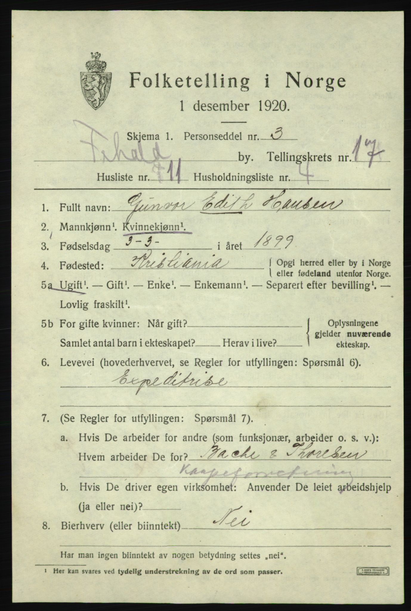 SAO, 1920 census for Fredrikshald, 1920, p. 25984