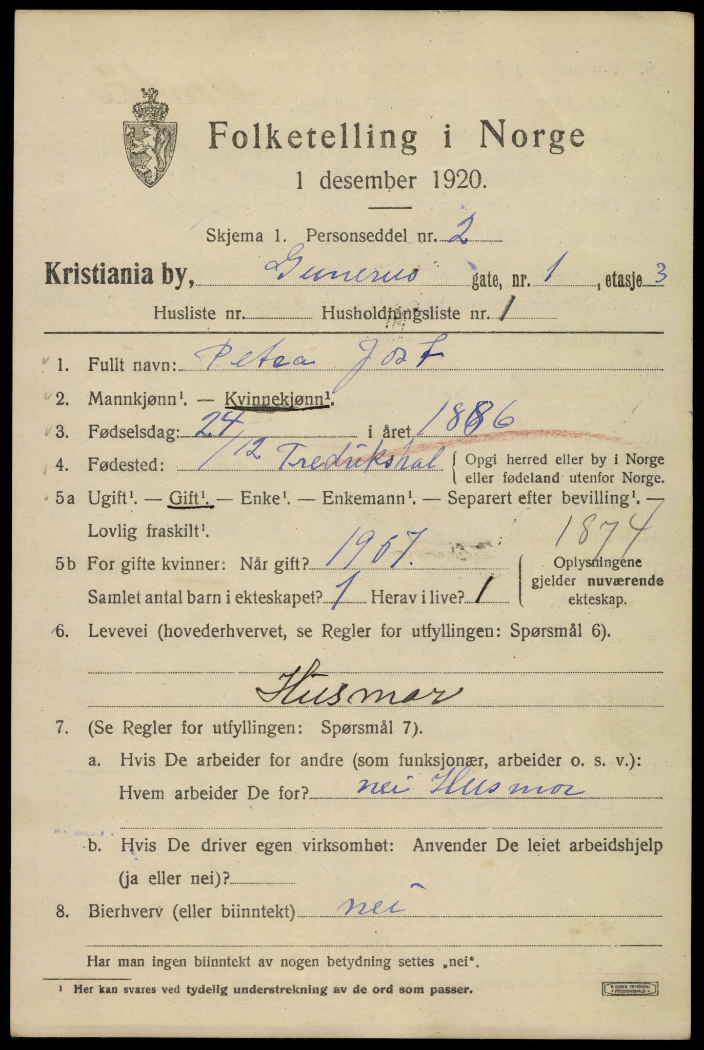 SAO, 1920 census for Kristiania, 1920, p. 261053