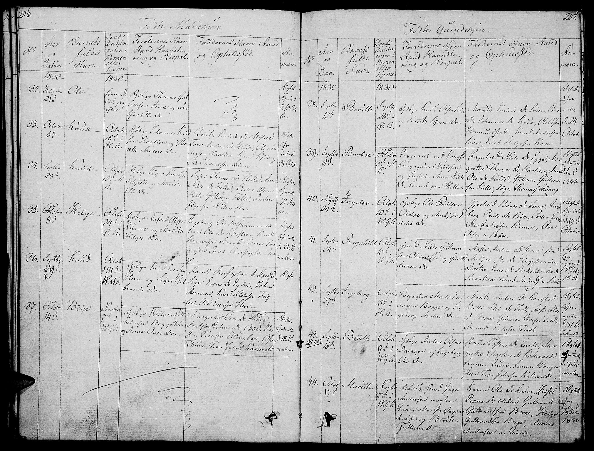 Vang prestekontor, Valdres, SAH/PREST-140/H/Ha/L0003: Parish register (official) no. 3, 1809-1831, p. 206-207