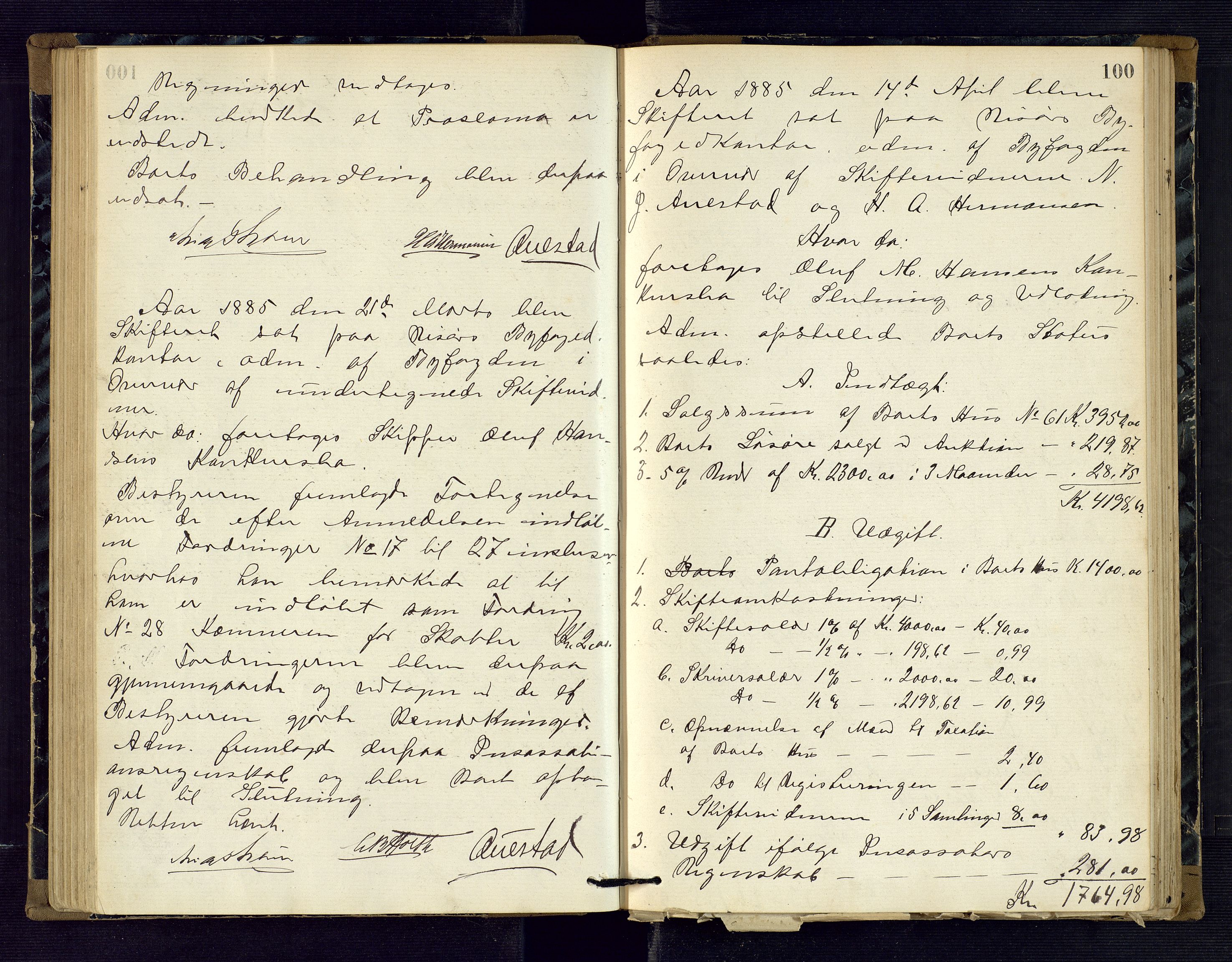 Risør byfogd, AV/SAK-1222-0005/H/Hc/L0004: Skifteprotokoll nr. 3B, 1882-1886, p. 100